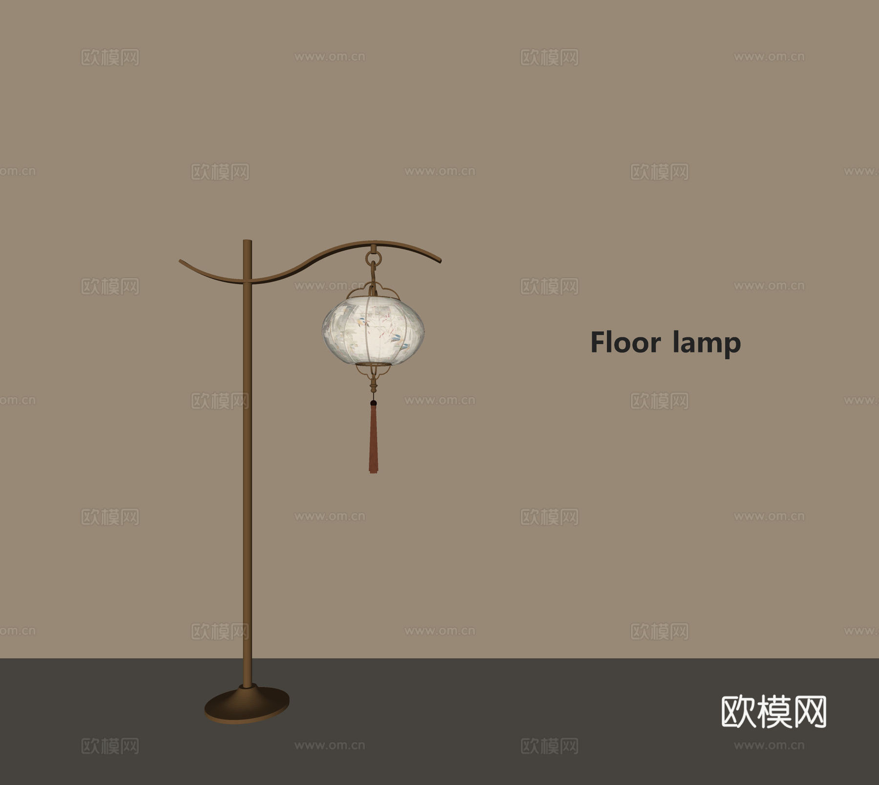 新中式钓鱼灯 落地灯 禅意落地灯 客厅落地灯 书房落地灯su模型