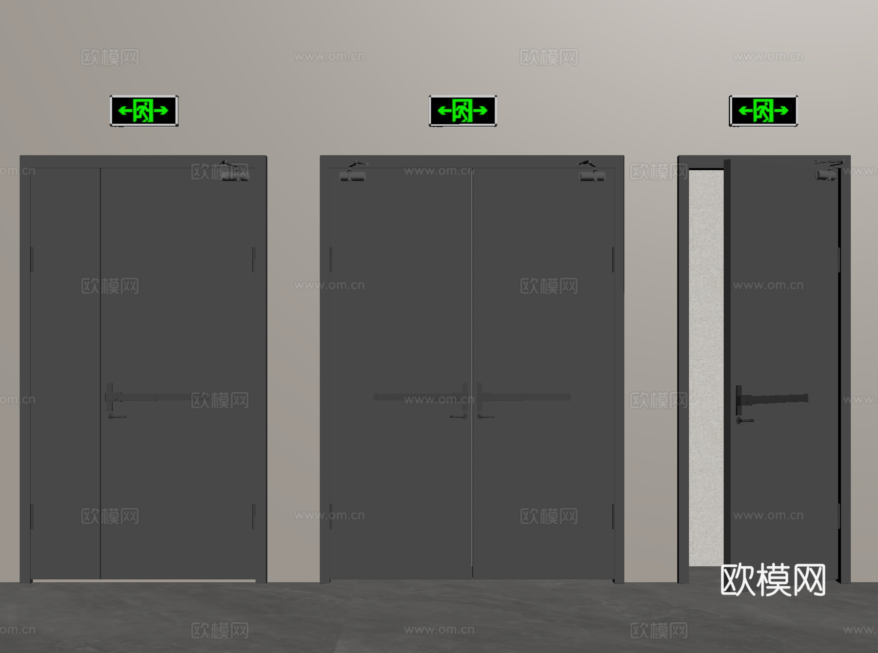 现代消防门 防火门 安全出口su模型