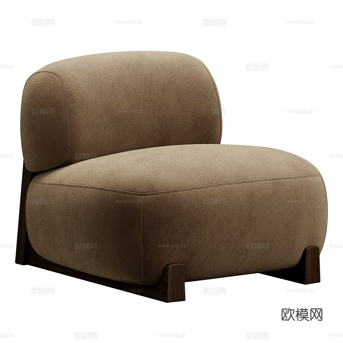 现代意式 Fort 布艺木质沙发椅3d模型