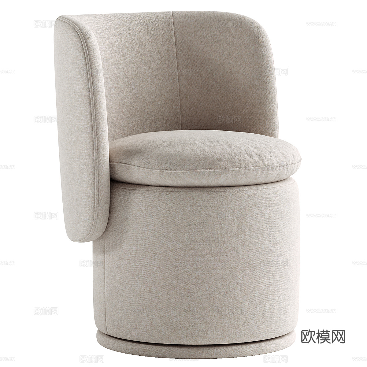 现代奶油风布艺单椅3d模型