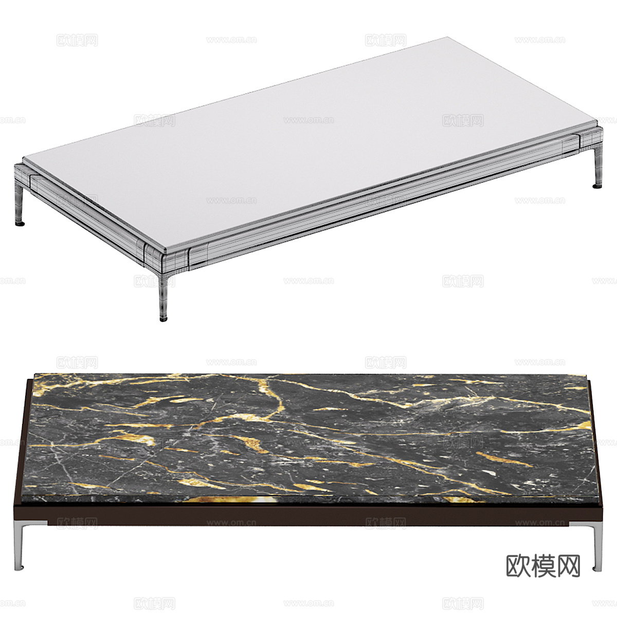 现代意式大理石茶几3d模型