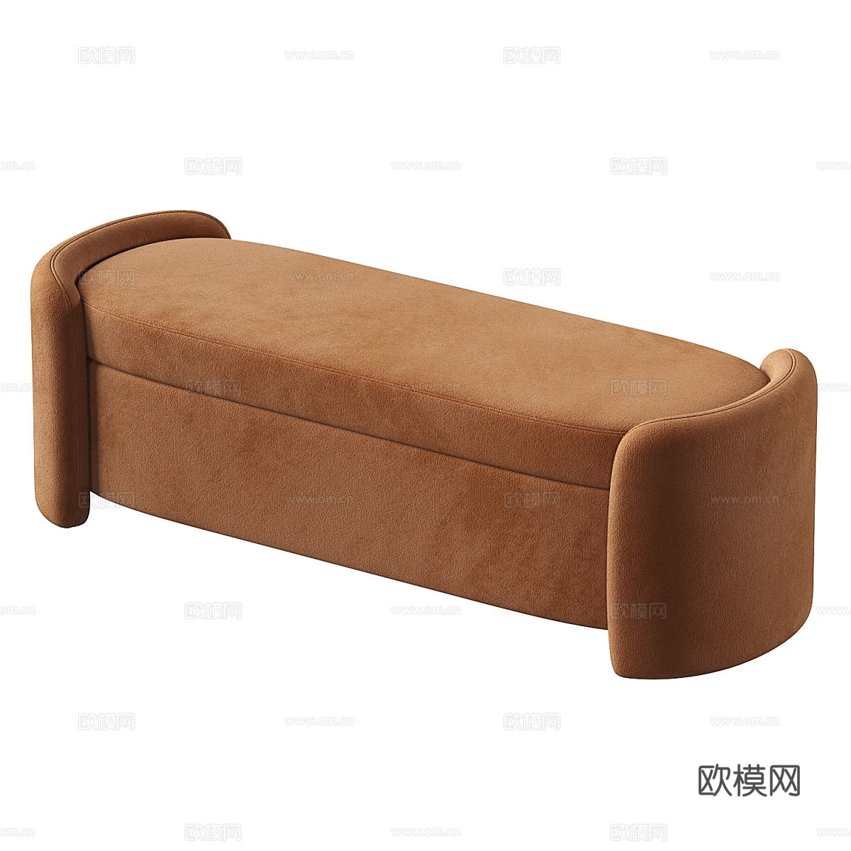 现代奶油风布艺长凳 条凳 床尾凳3d模型