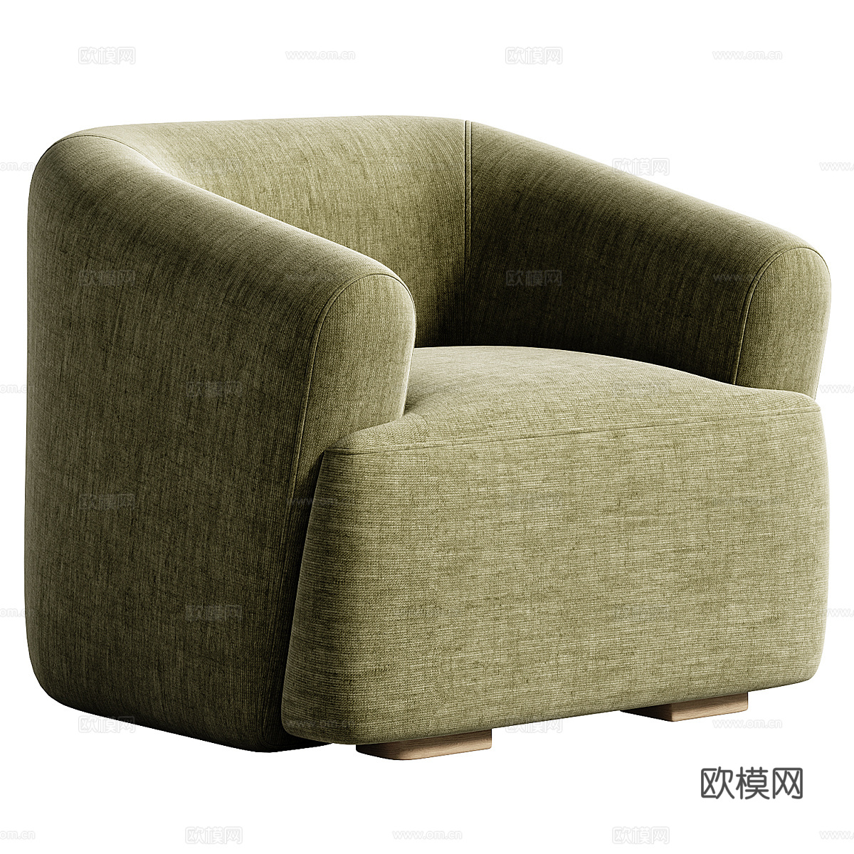现代意式奶油风 Porto 布艺沙发椅3d模型