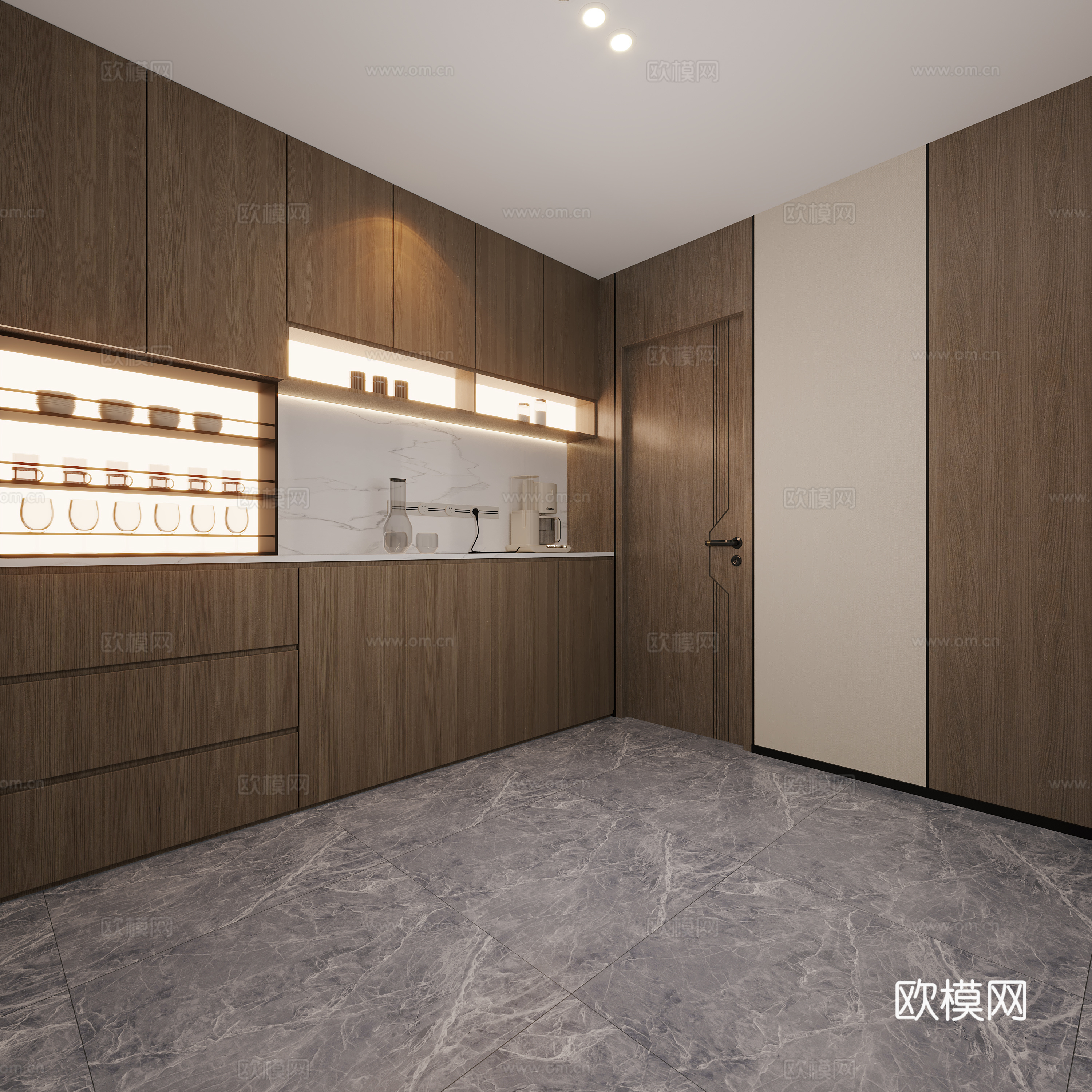 餐饮包厢备餐间3d模型