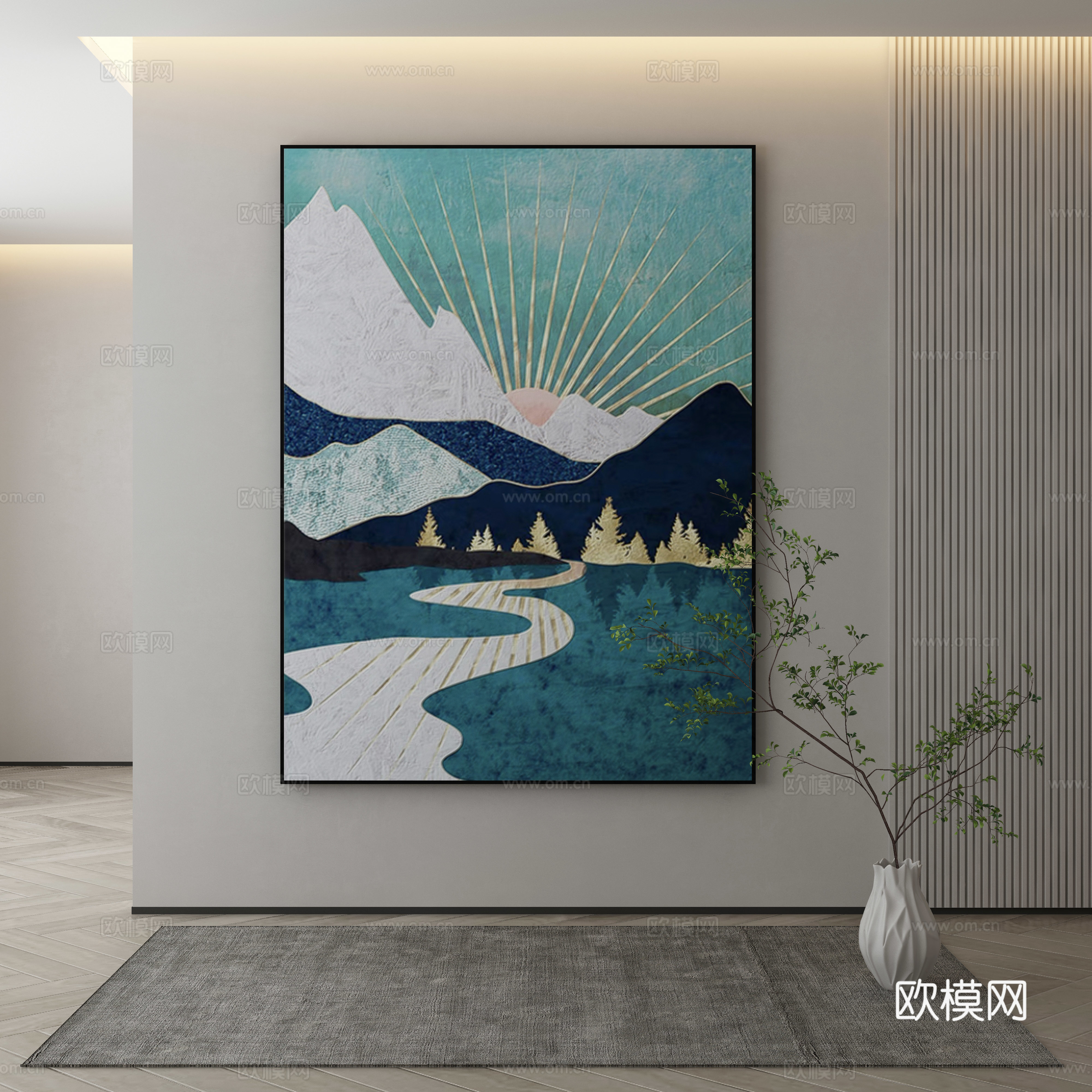 现代侘寂挂画 油画3d模型