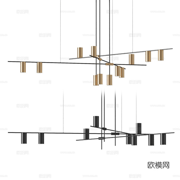 現(xiàn)代輕奢極簡裝飾吊燈3d模型下載(渲染圖1)