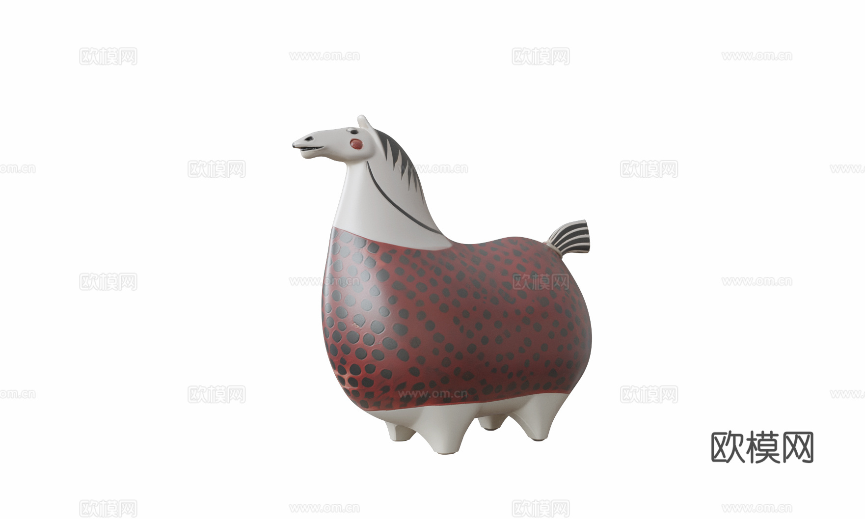 新中式小马摆件 陶瓷小马摆件3d模型