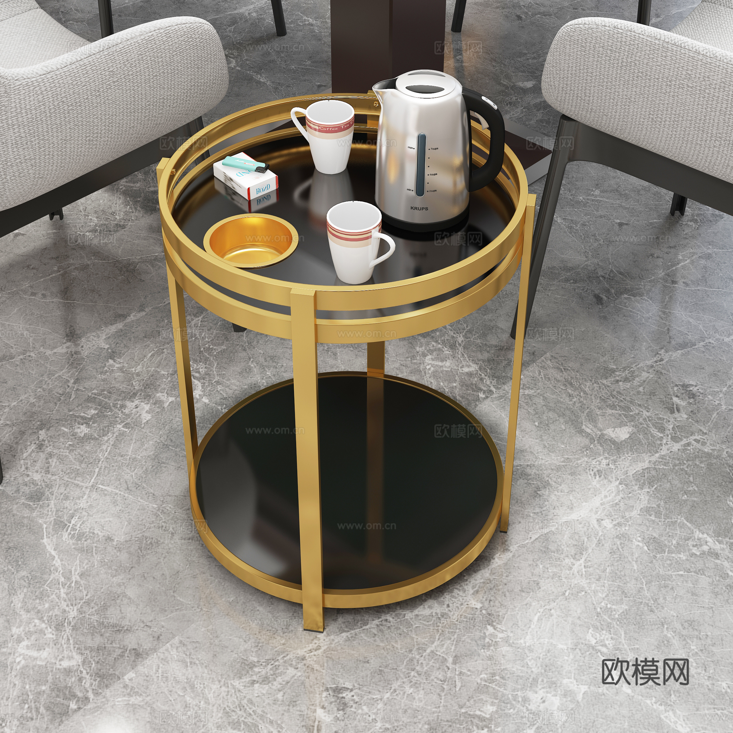 休闲简易茶几边几圆几3d模型