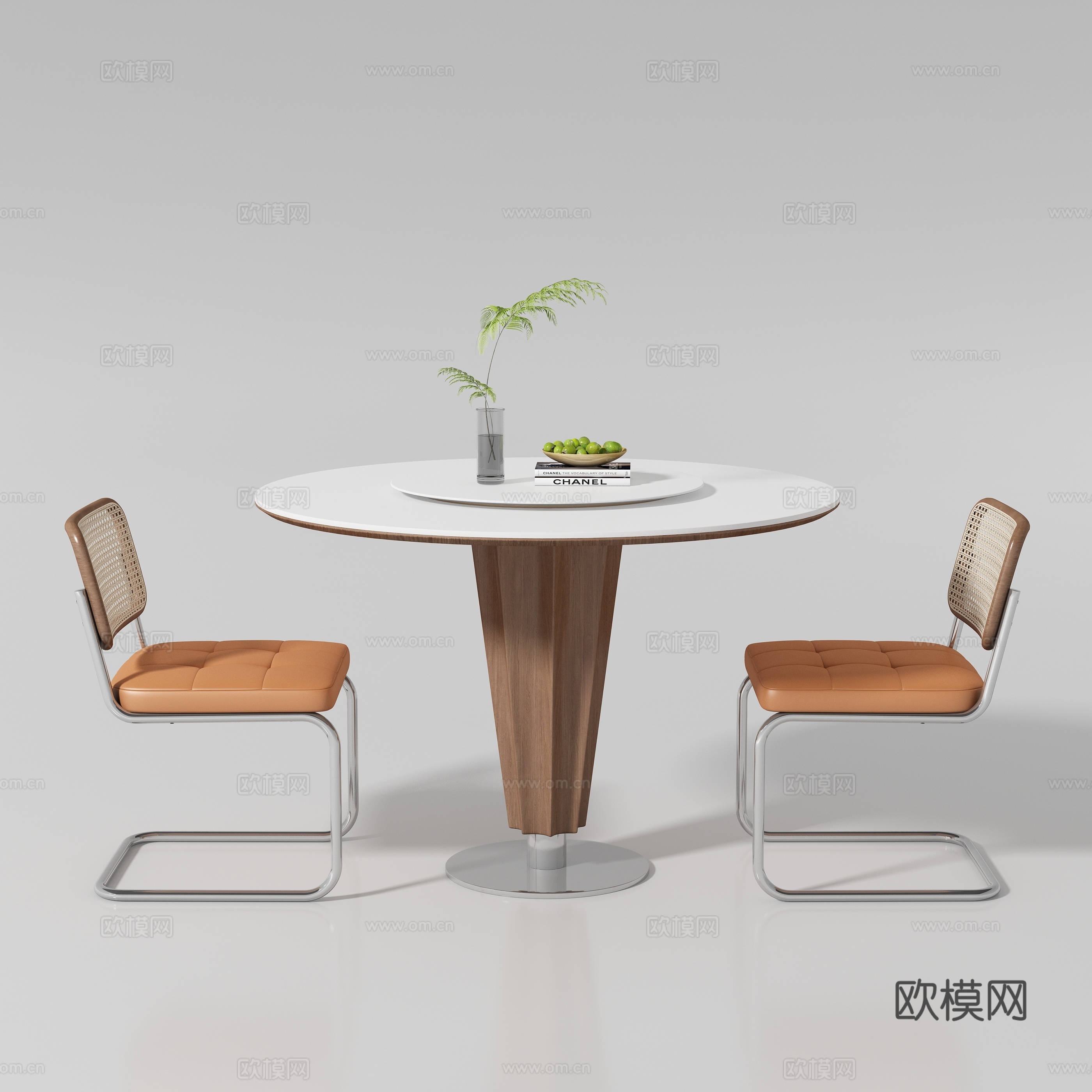 现代中古风餐桌椅su模型下载（渲染图1）
