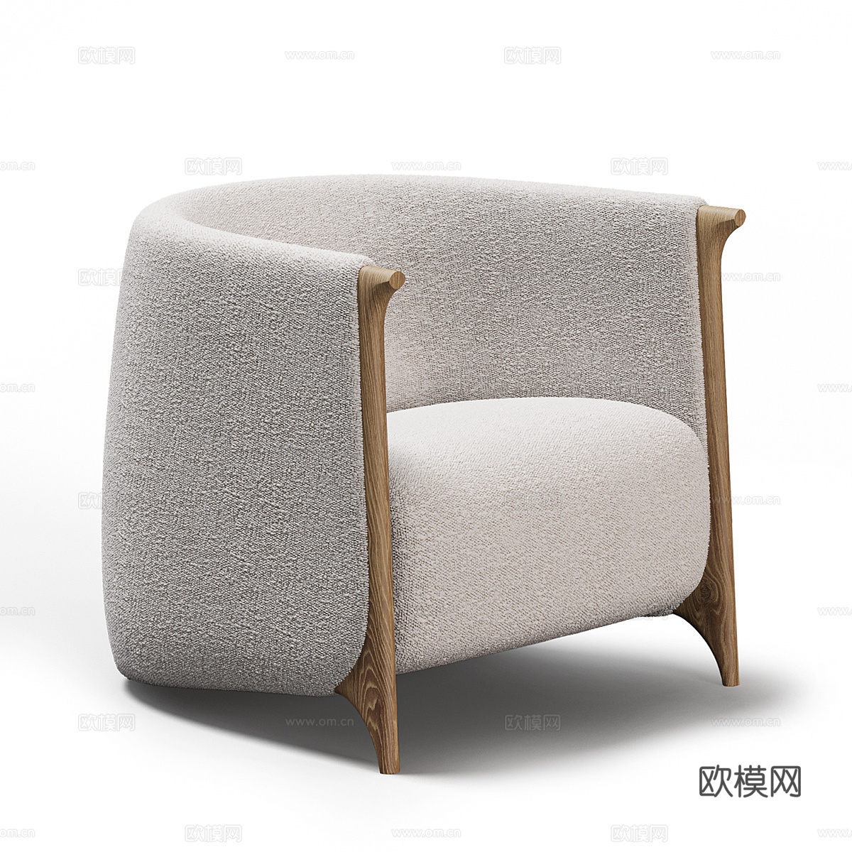 新中式布艺扶手椅3d模型