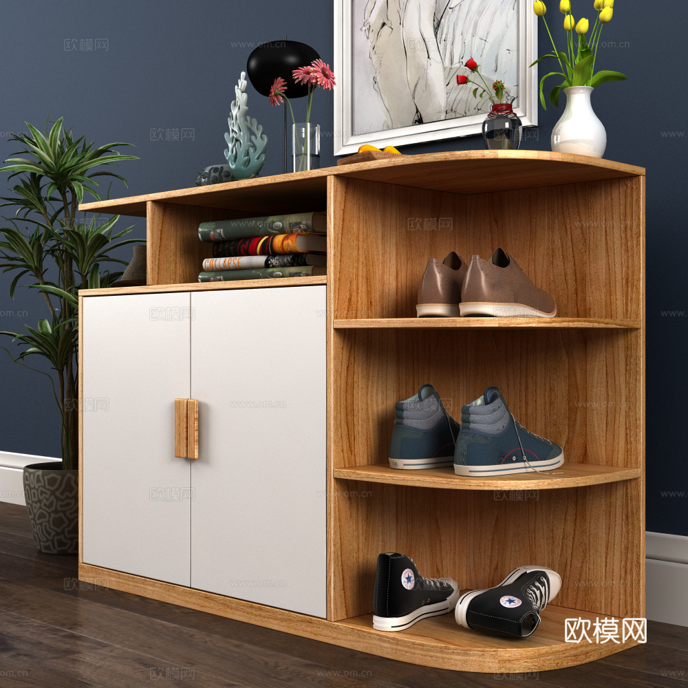 现代鞋柜饰品3d模型