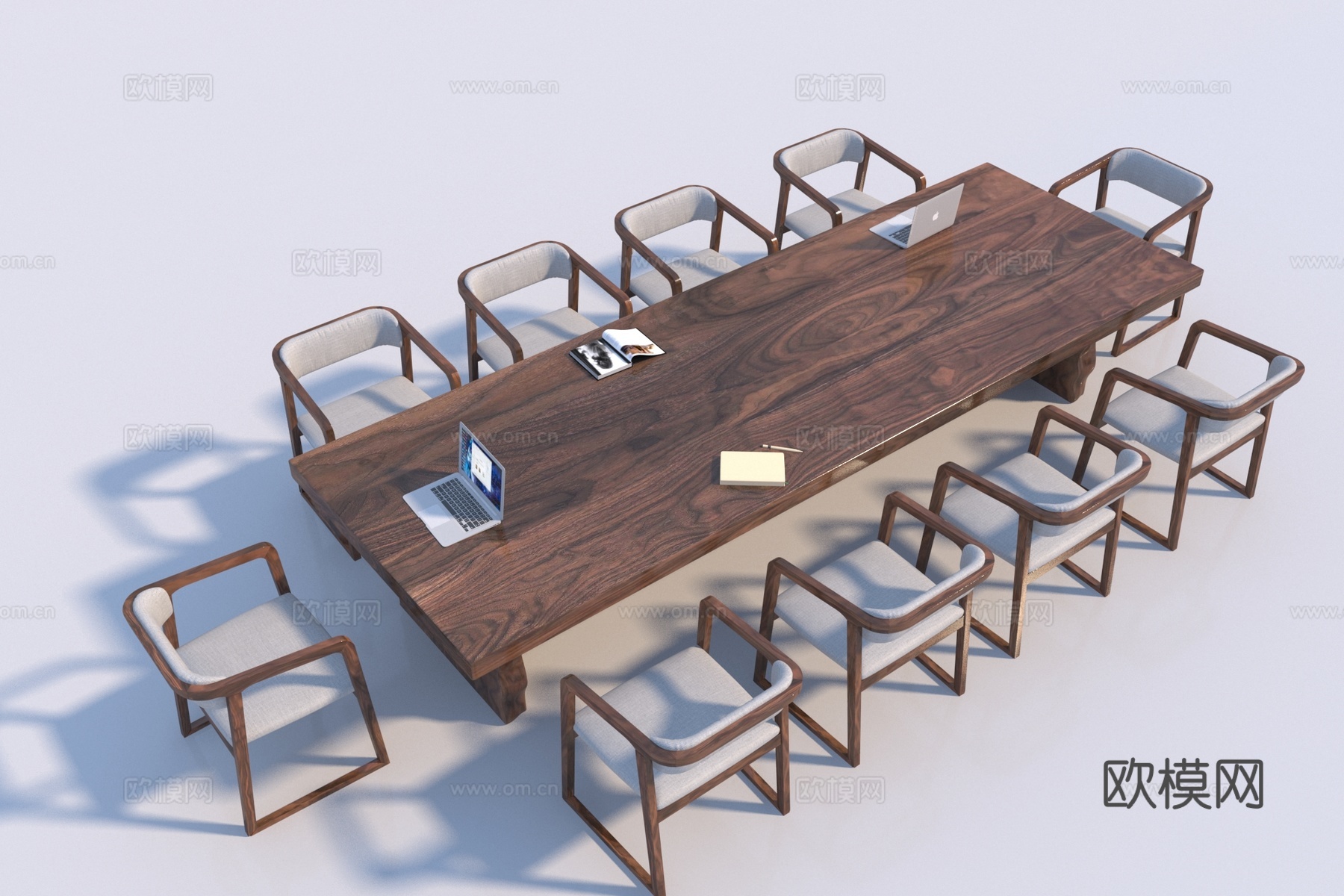 中式会议桌椅组合3d模型