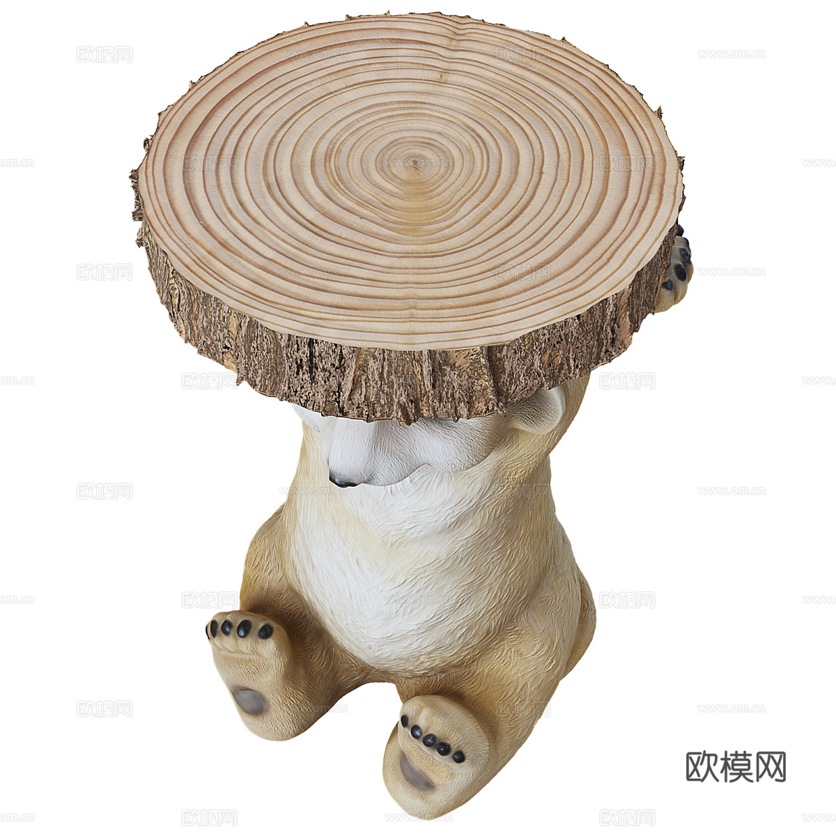 现代北欧猫鼬动物造型木质边几3d模型