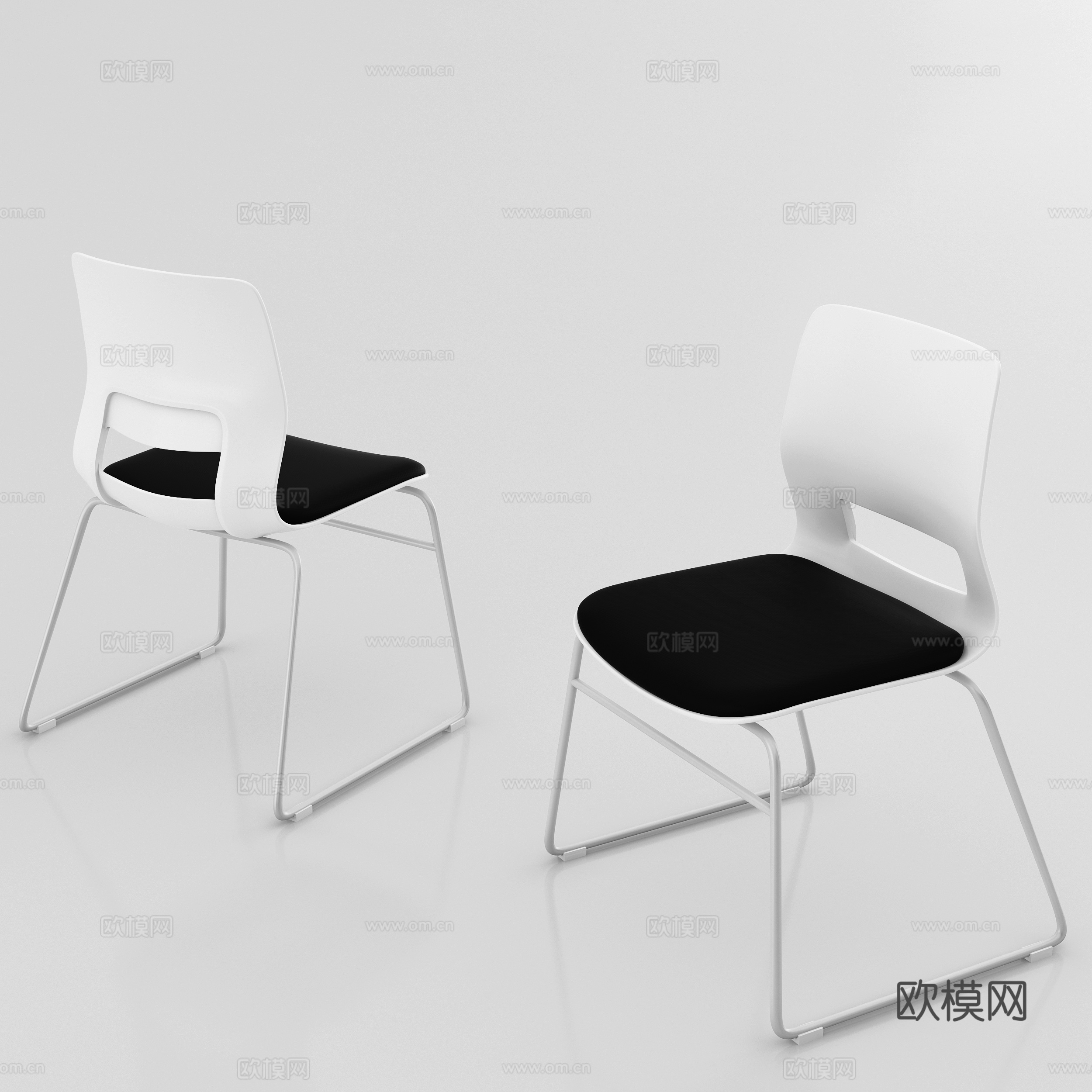 会议室会议椅休闲椅子培训椅3d模型