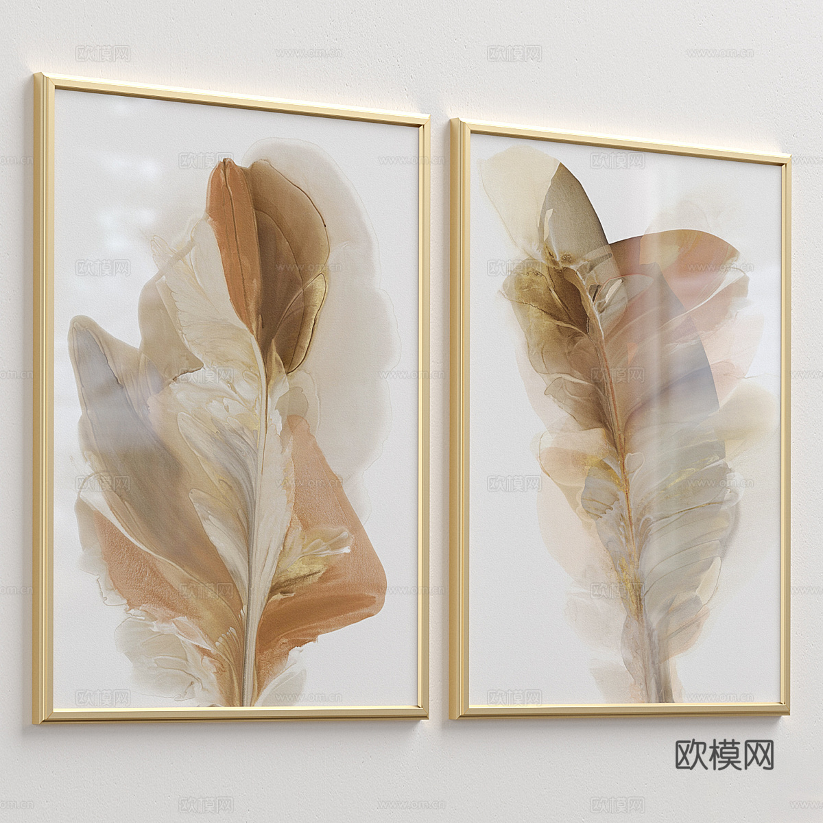 现代轻奢装饰挂画3d模型