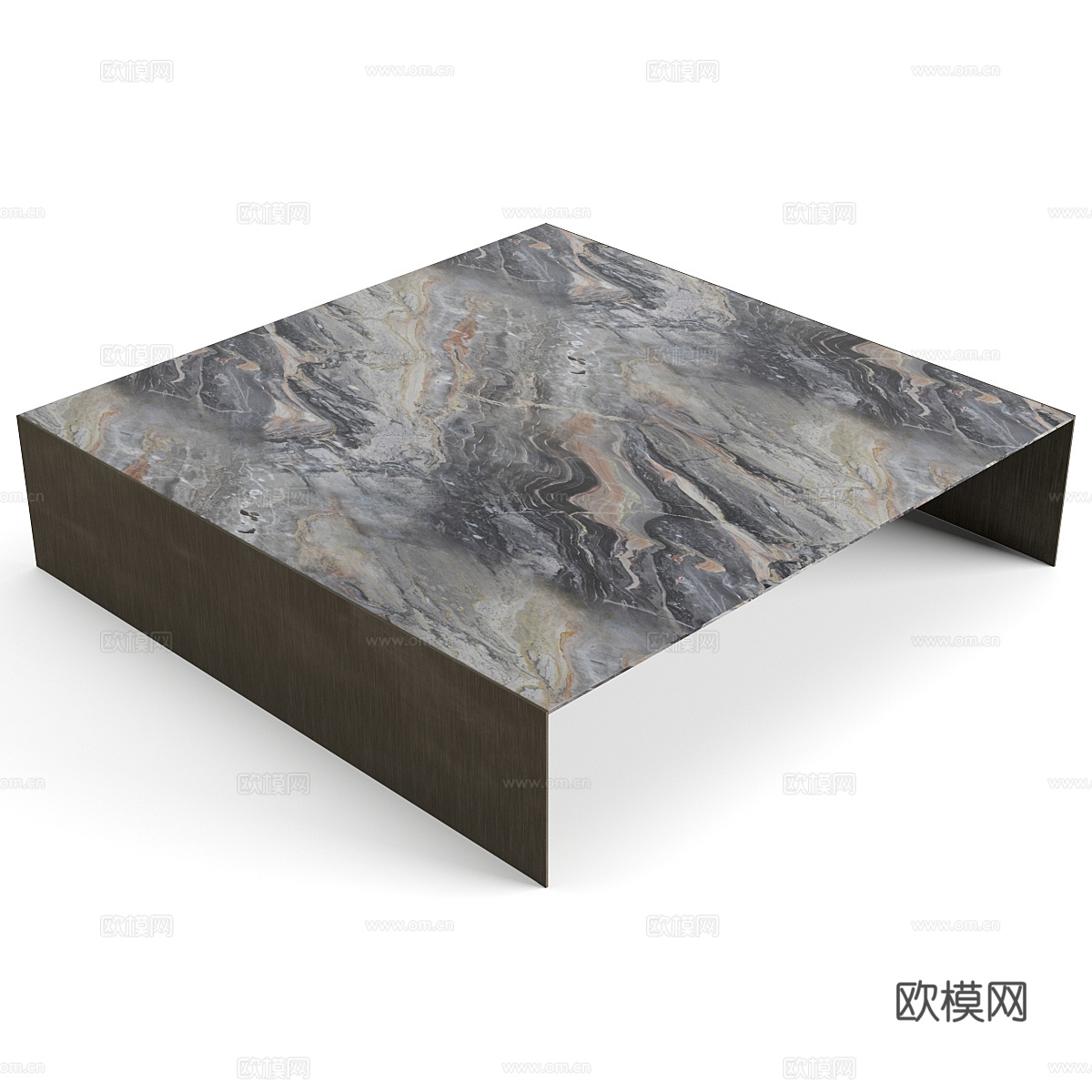 现代意式极简大理石岩板茶几组合3d模型