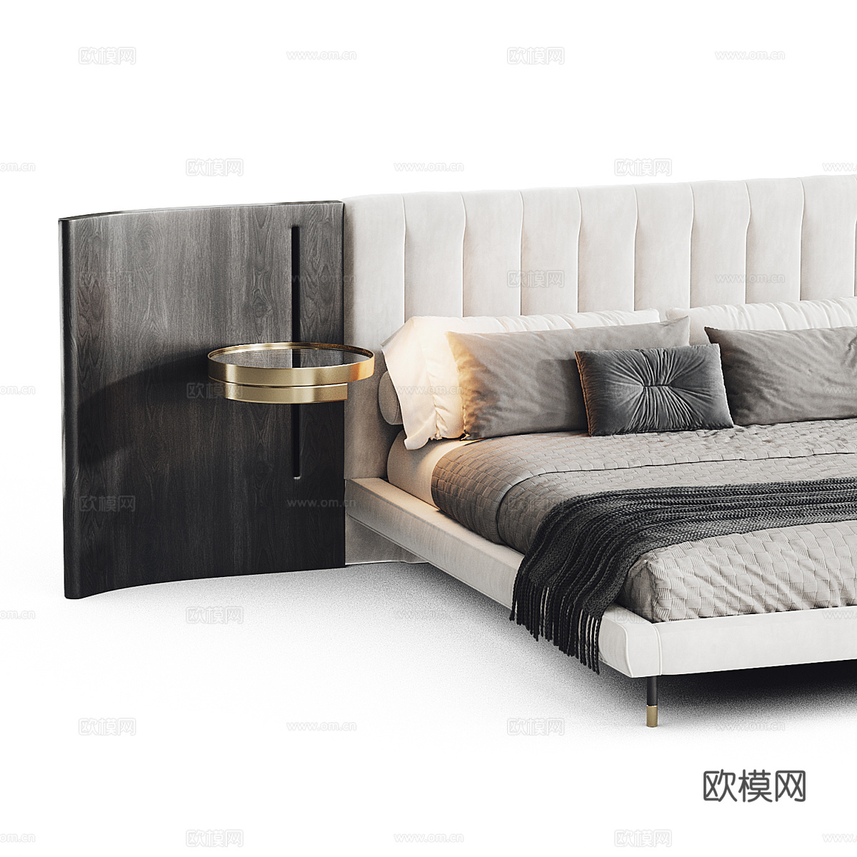 现代意式轻奢布艺双人床3d模型