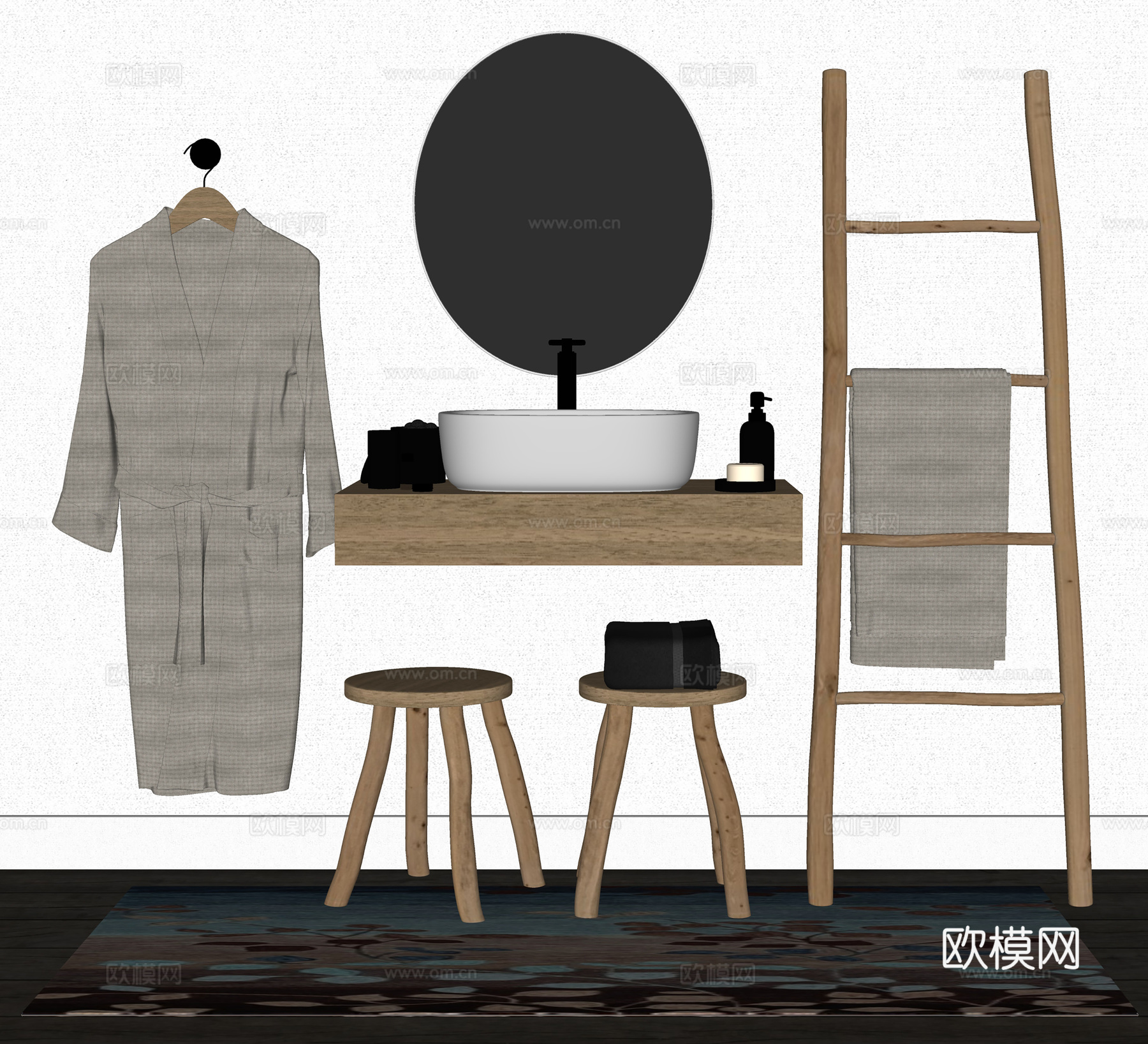 现代卫浴用品 洗漱台 卫浴柜 卫浴小件su模型