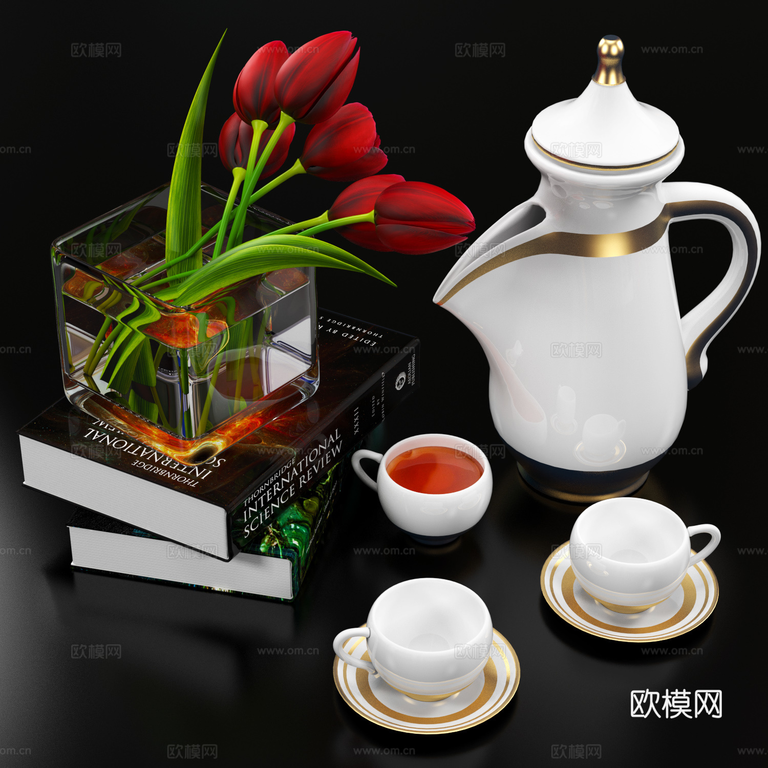 现代厨具餐具调料食物组合3D模型下载3d模型