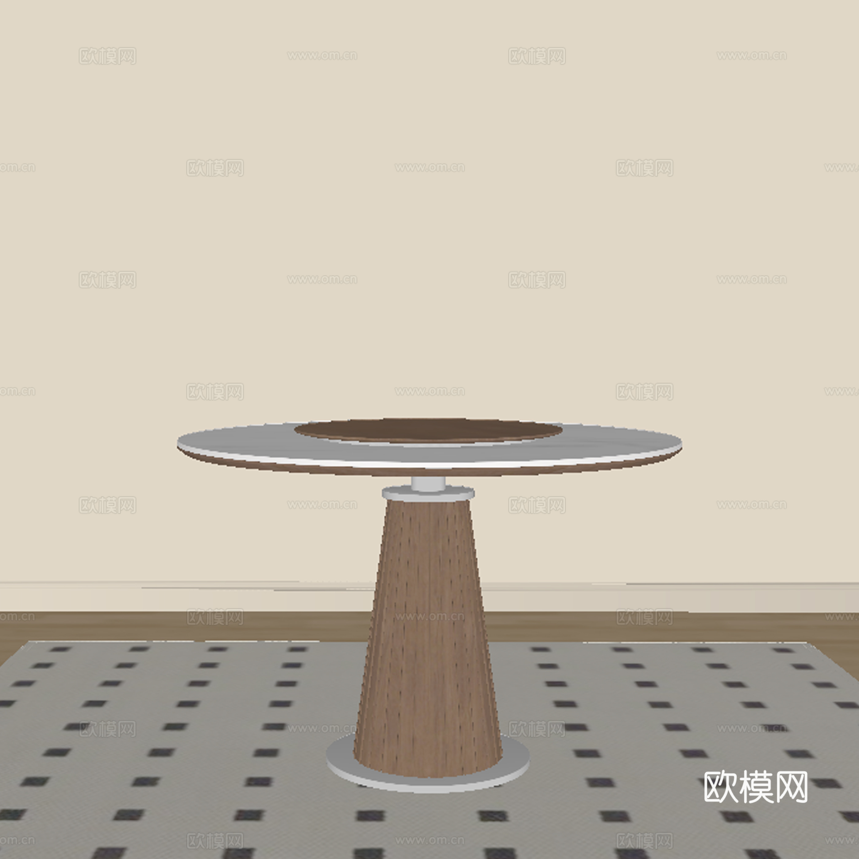 现代中古风餐桌椅、su模型下载（渲染图2）