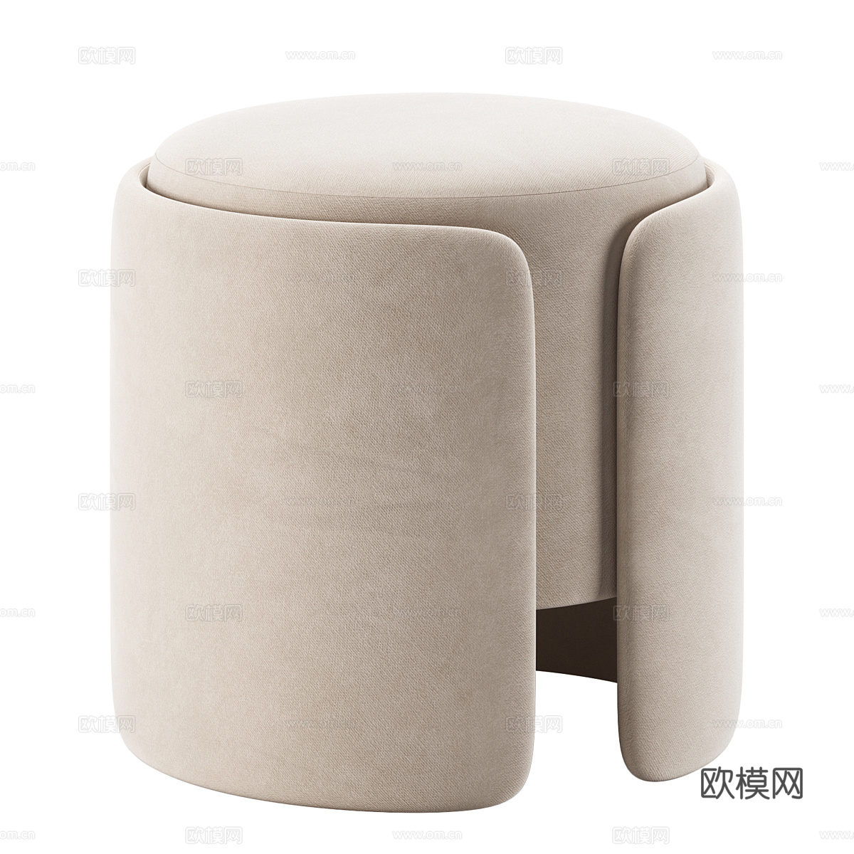 现代意式奶油风布艺圆凳 化妆凳3d模型