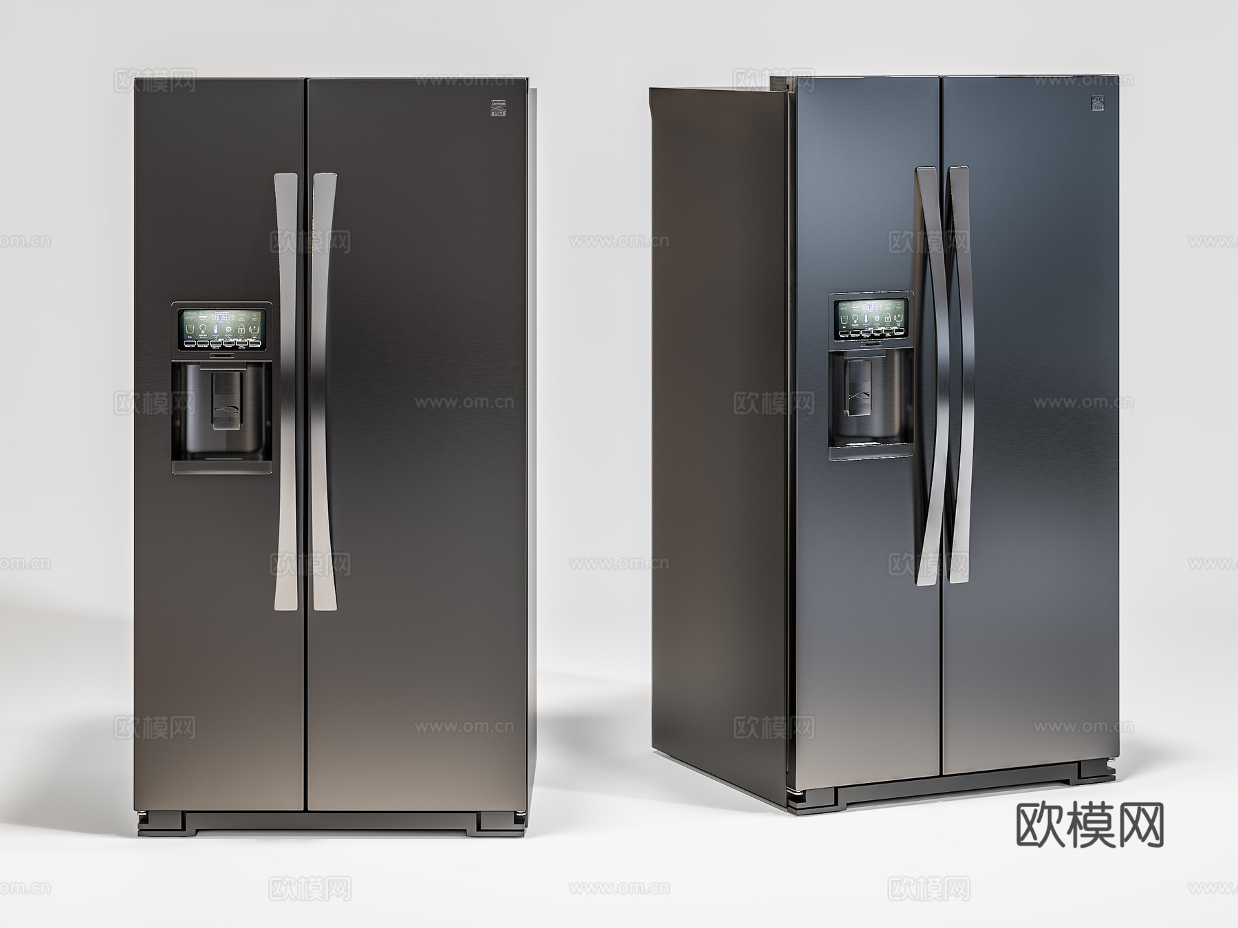 现代商用电器  双开门冰柜 冰柜立柜su模型
