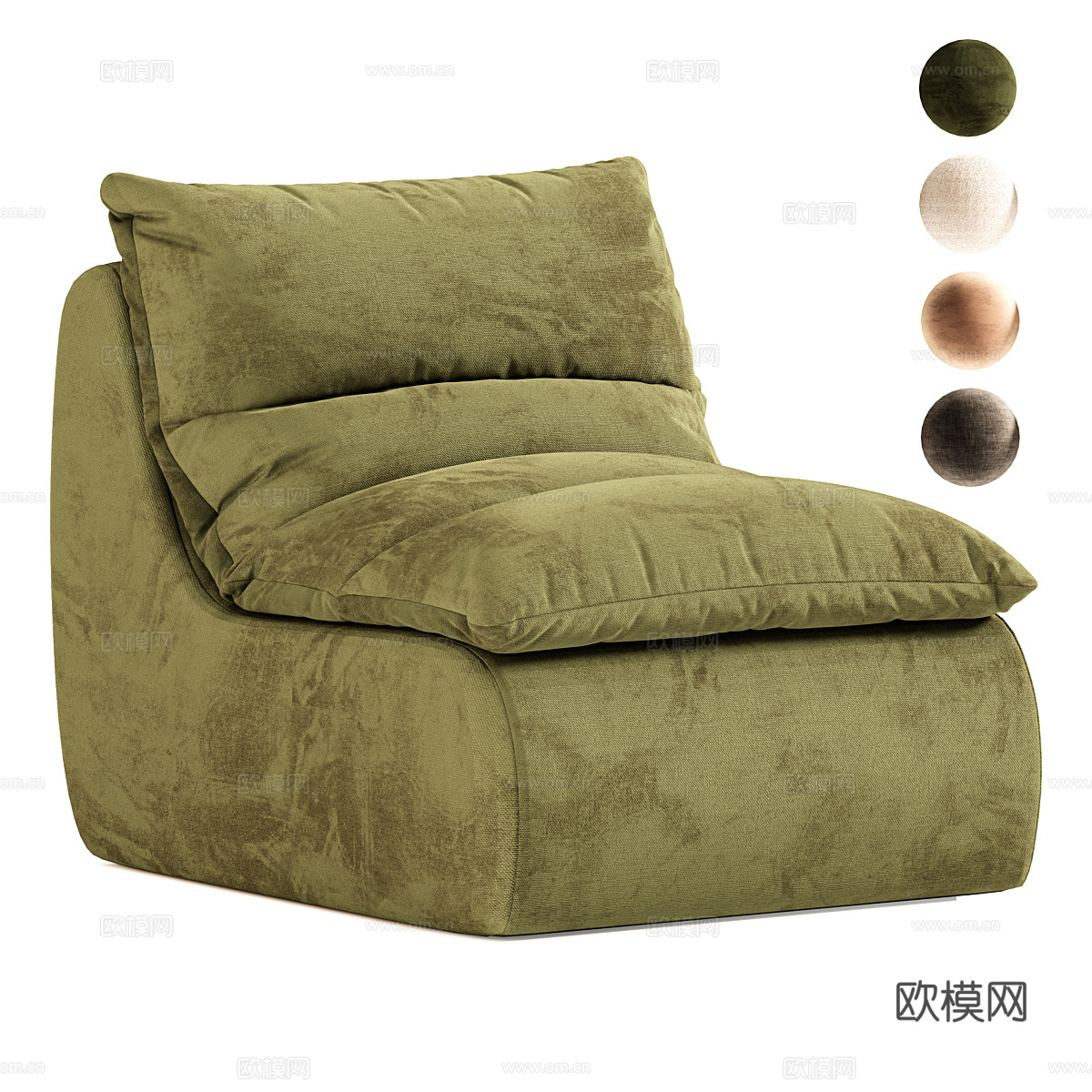现代奶油风布艺休闲沙发3d模型
