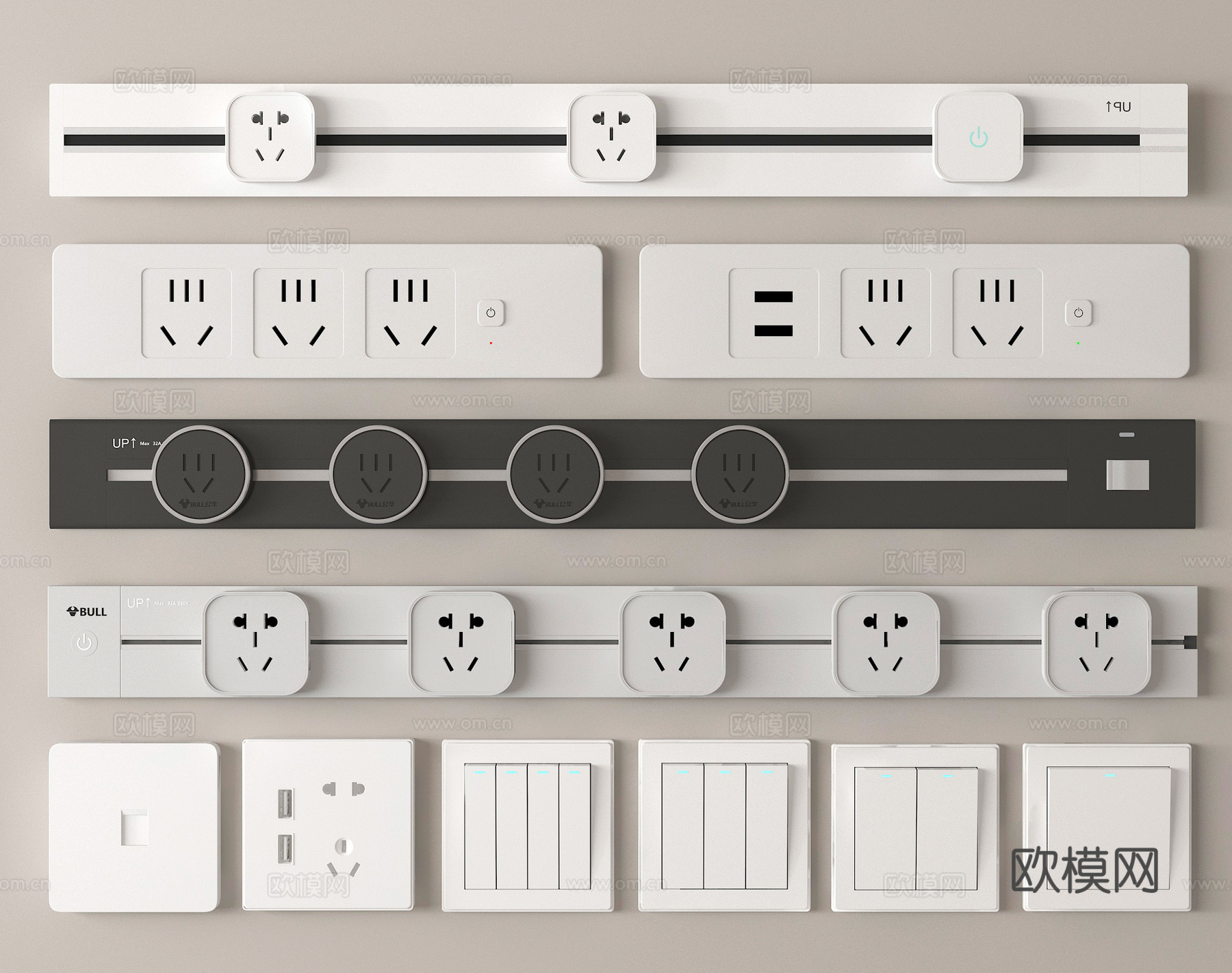 插座 开关 移动插座su模型