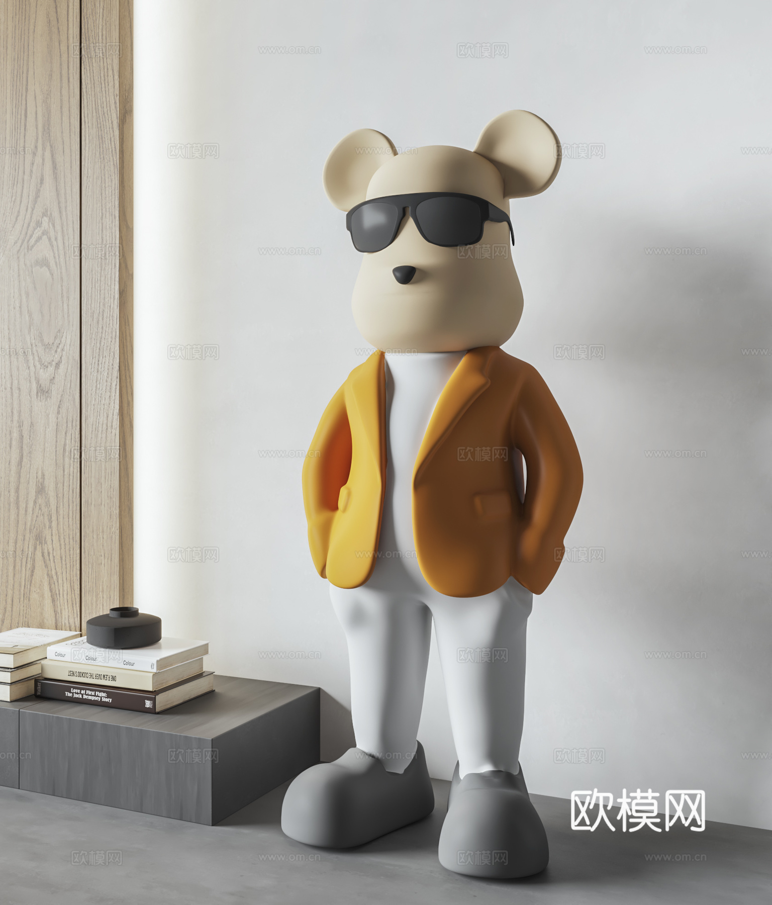 现代西装熊雕塑3d模型