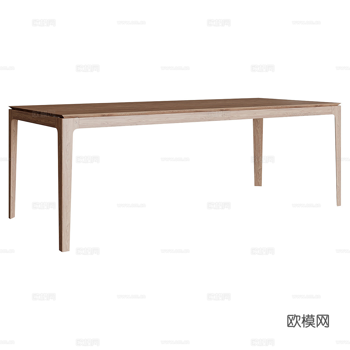 现代意式极简实木长餐桌3d模型