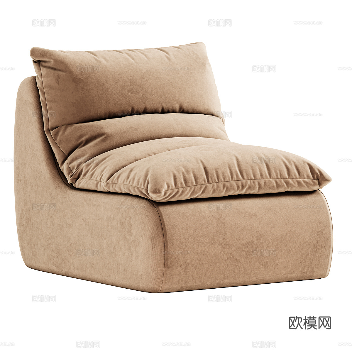 现代奶油风布艺休闲沙发3d模型