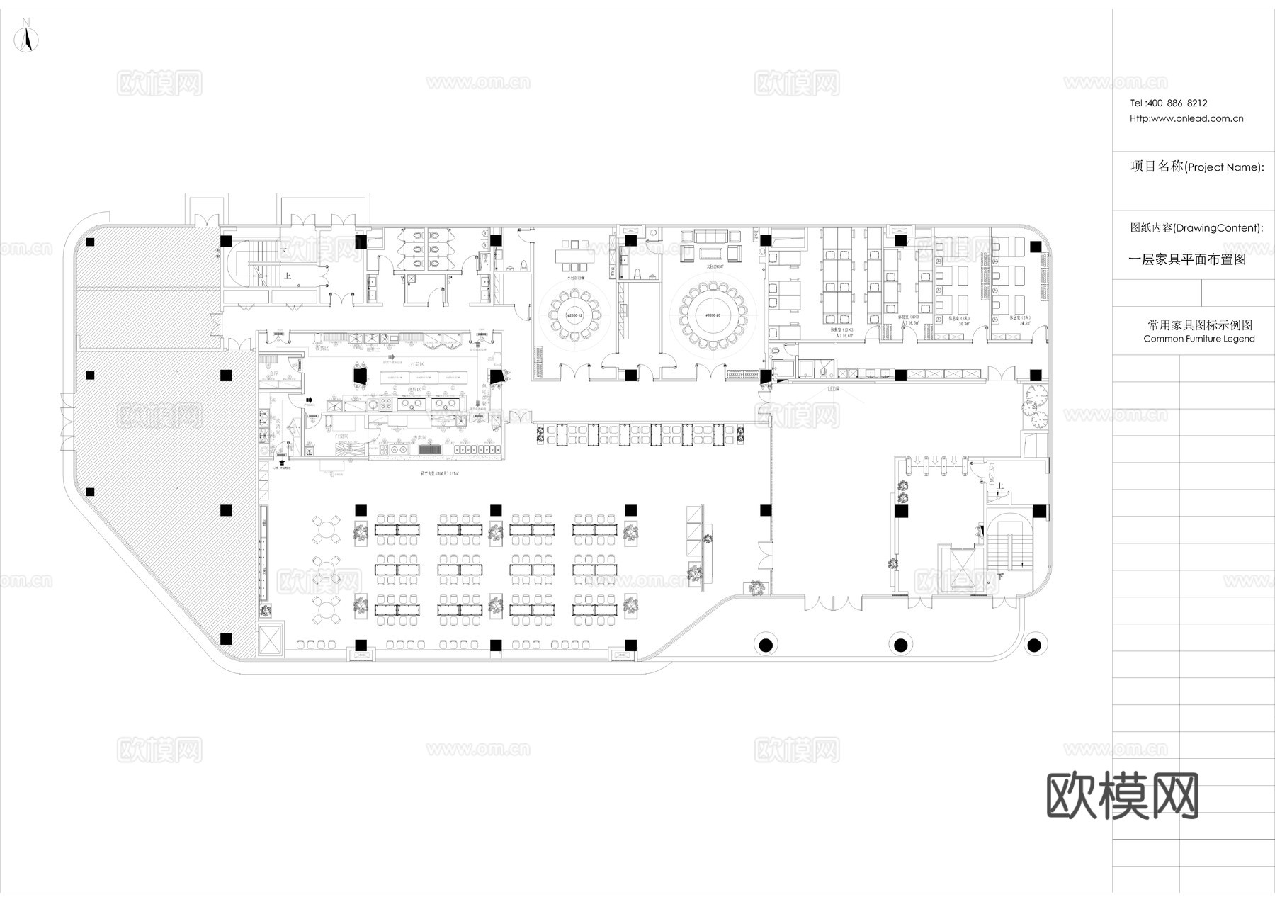 现代整体办公空间 平面设计图 家具布置图cad施工图