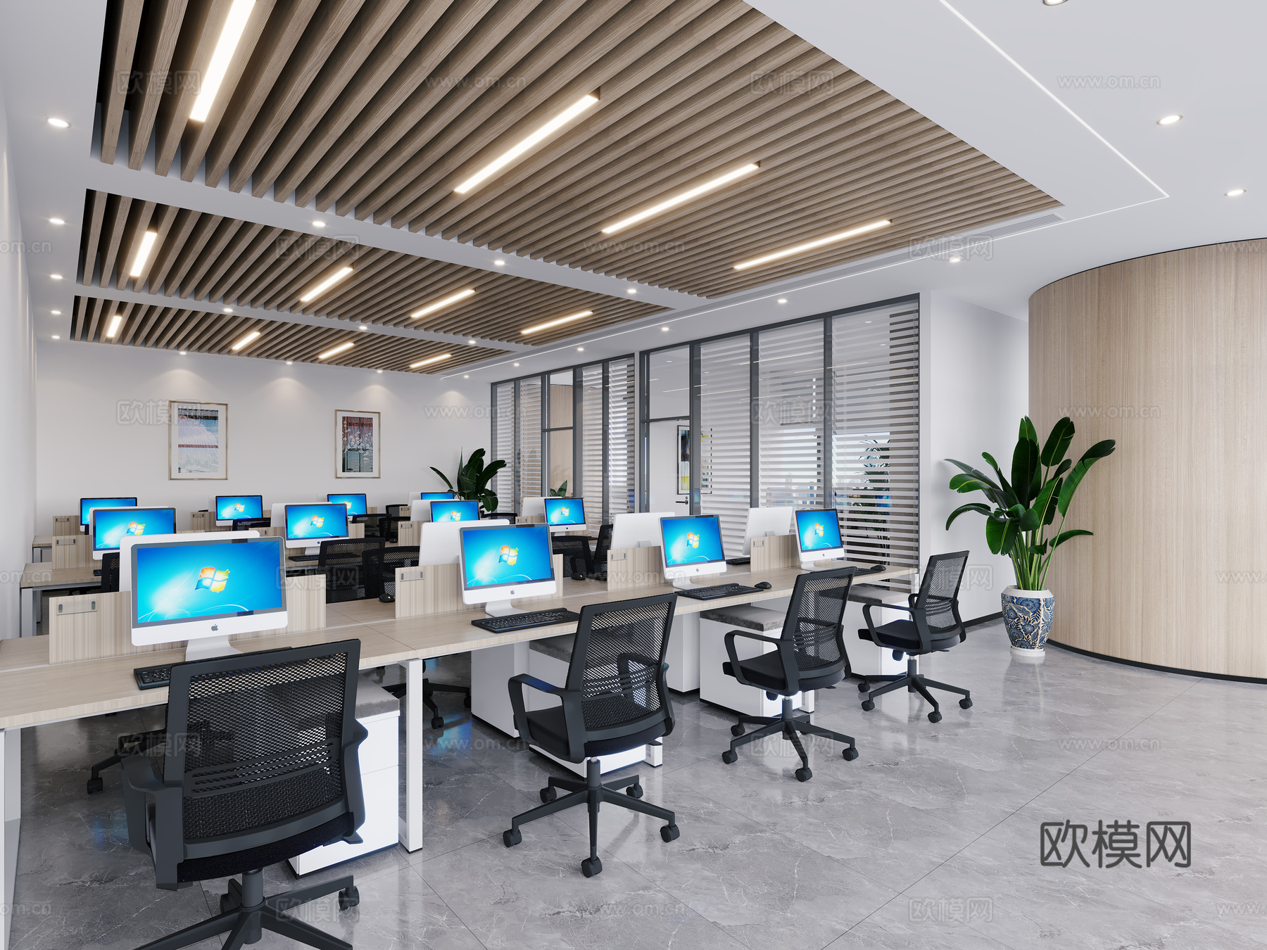 现代公共办公区3d模型