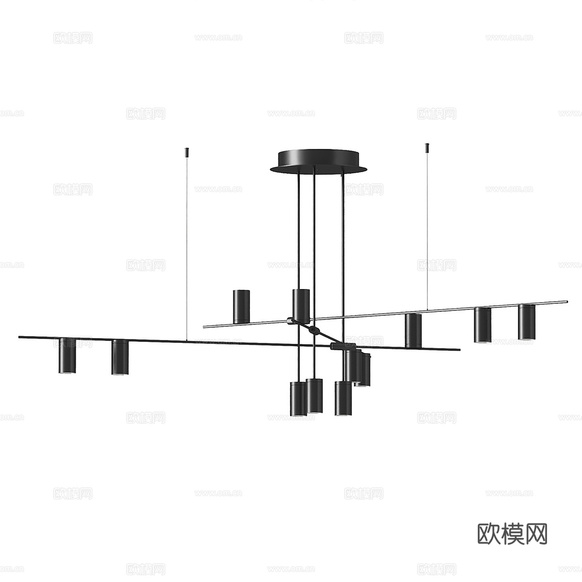 現(xiàn)代輕奢極簡裝飾吊燈3d模型下載(渲染圖2)