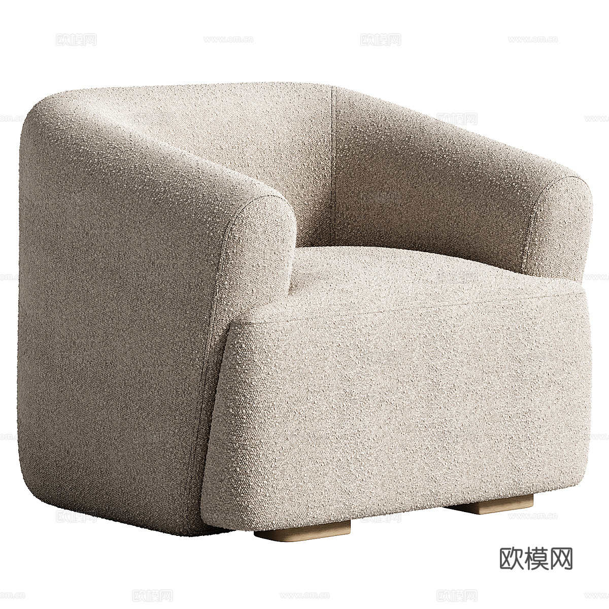 现代意式奶油风 Porto 布艺沙发椅3d模型