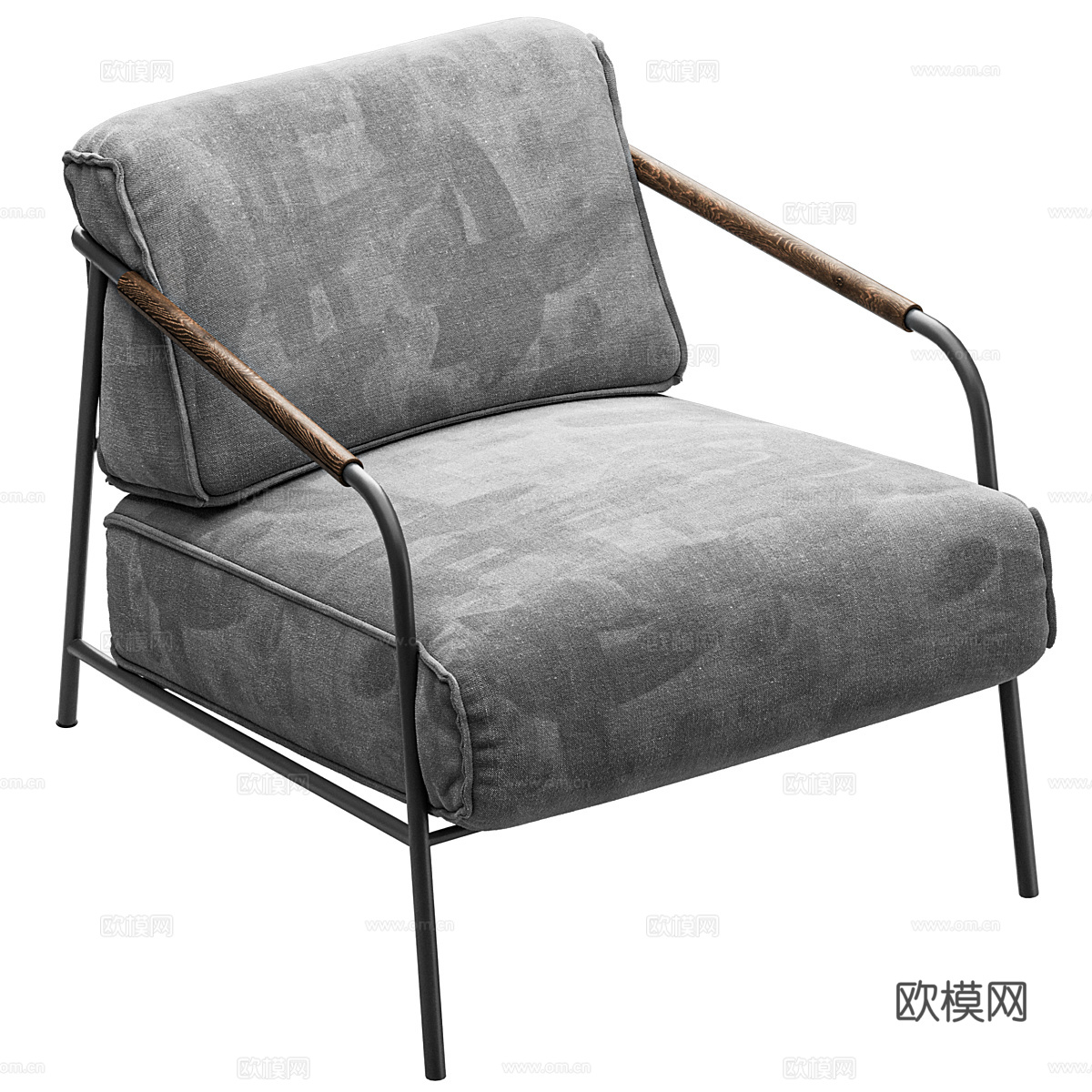现代意式布艺扶手椅3d模型