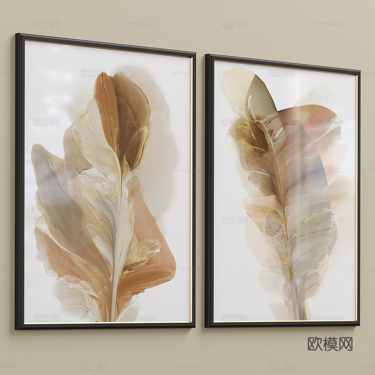 现代轻奢装饰挂画3d模型