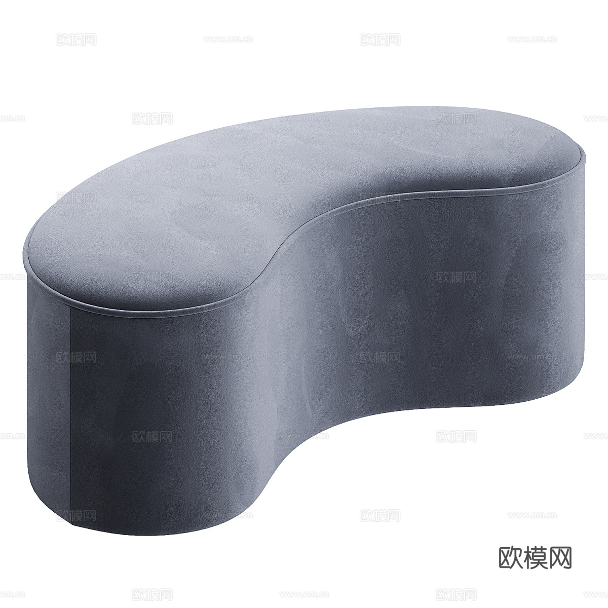 现代意式弧形布艺沙发凳 脚踏3d模型