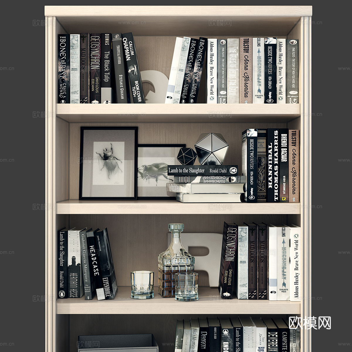 美式简约书柜3d模型