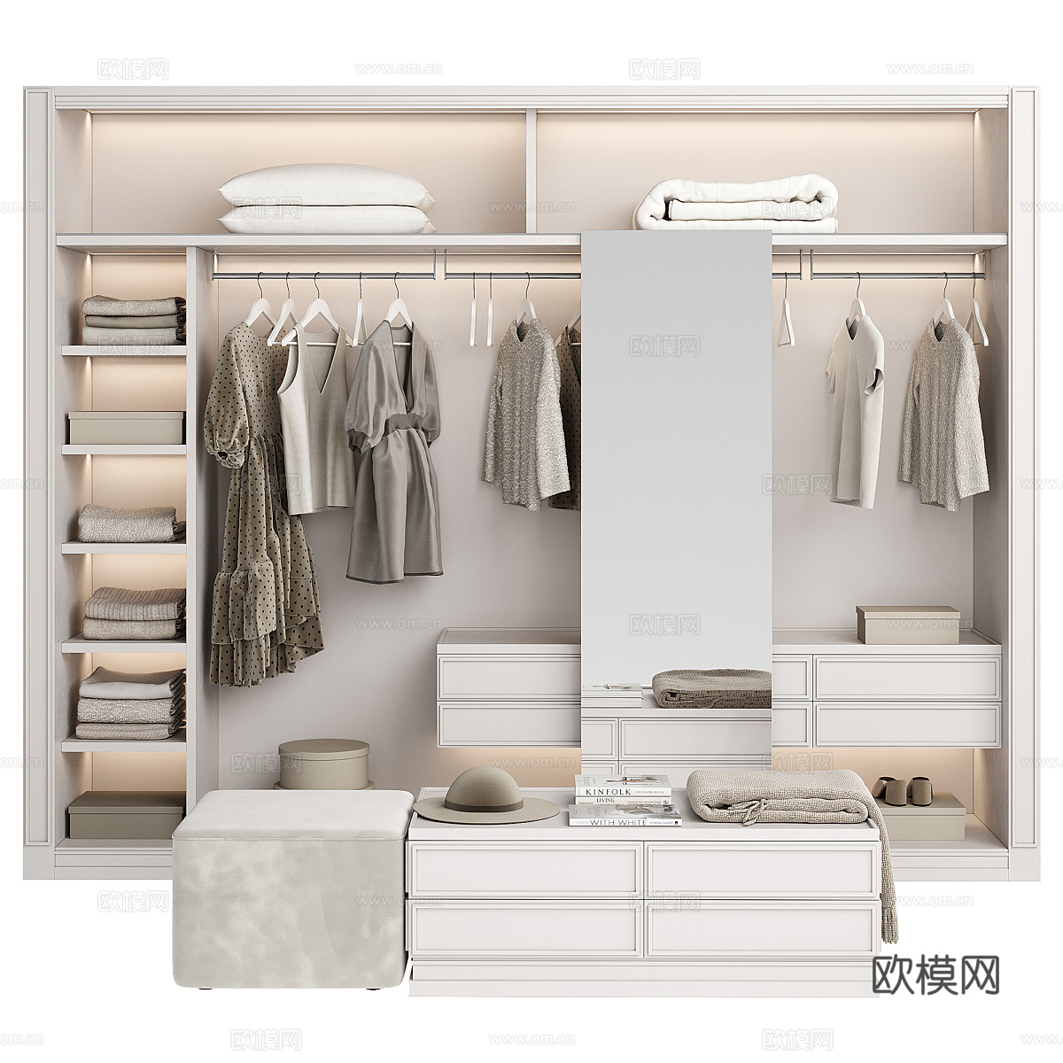 现代衣帽间开放衣柜3d模型