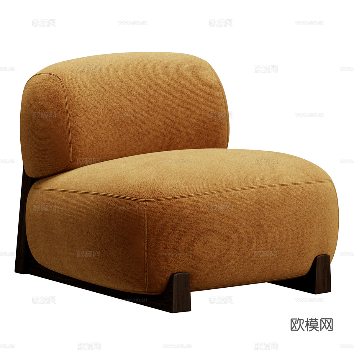 现代意式 Fort 布艺木质沙发椅3d模型