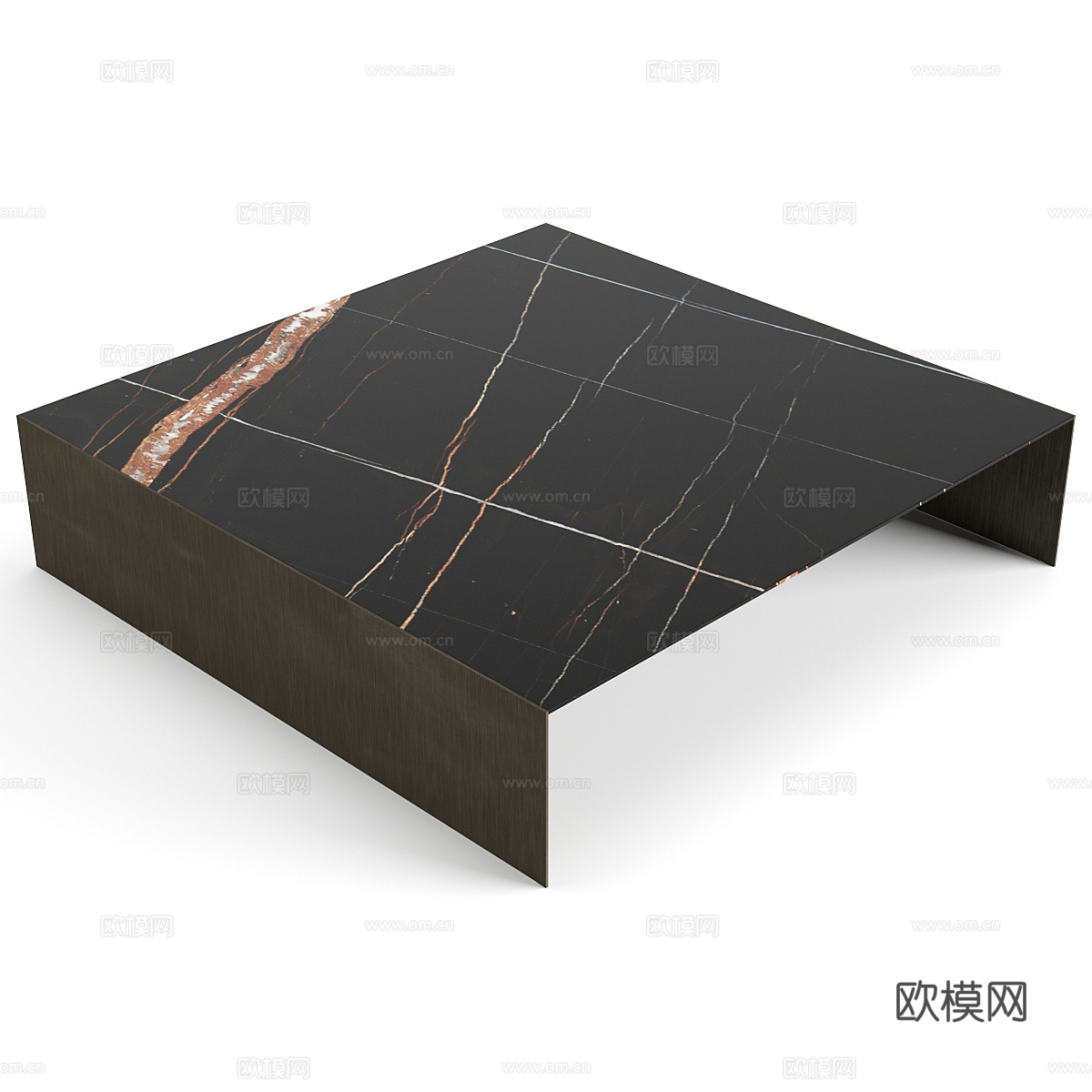 现代意式极简大理石岩板茶几组合3d模型