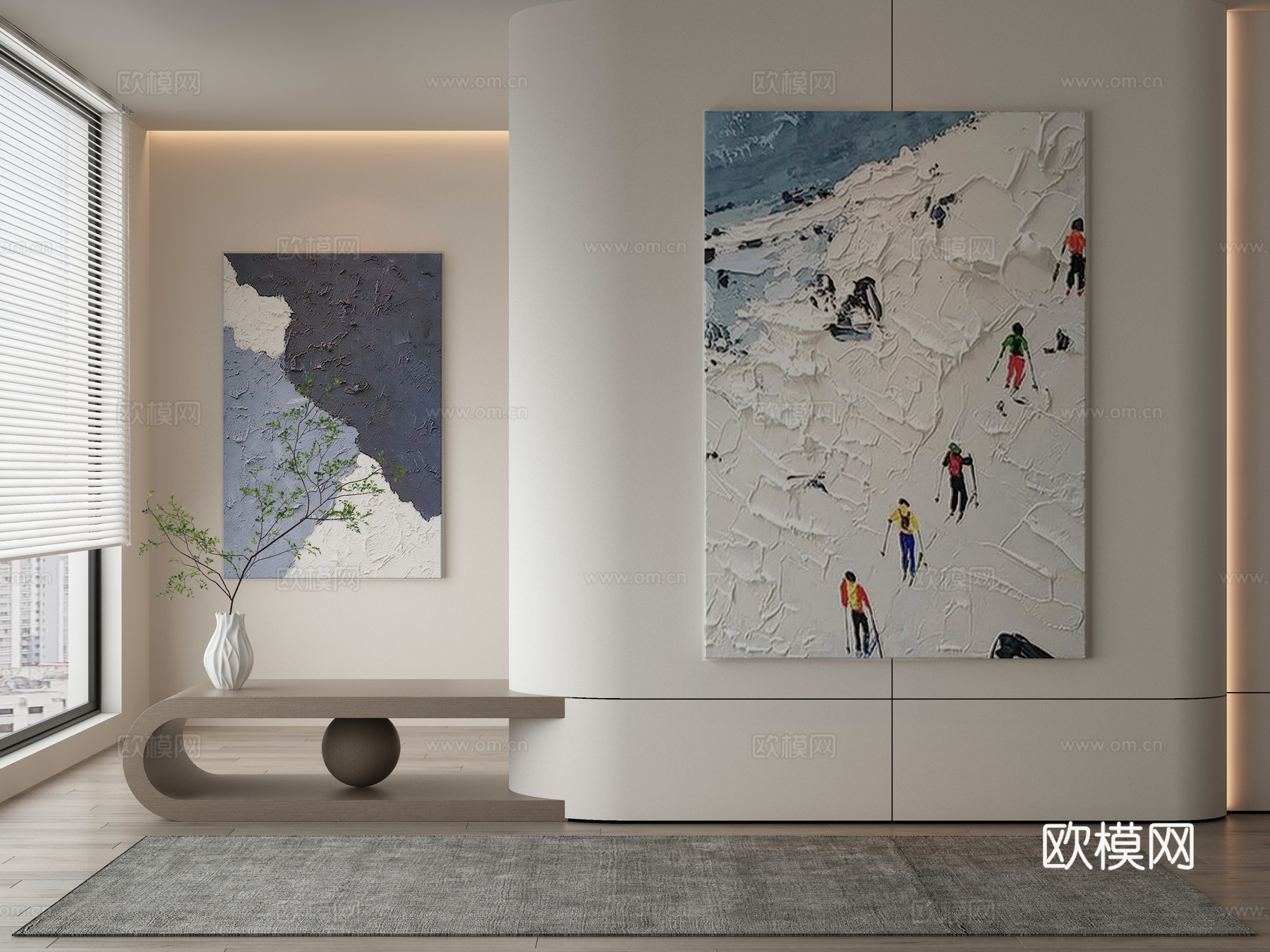 现代侘寂挂画 油画3d模型