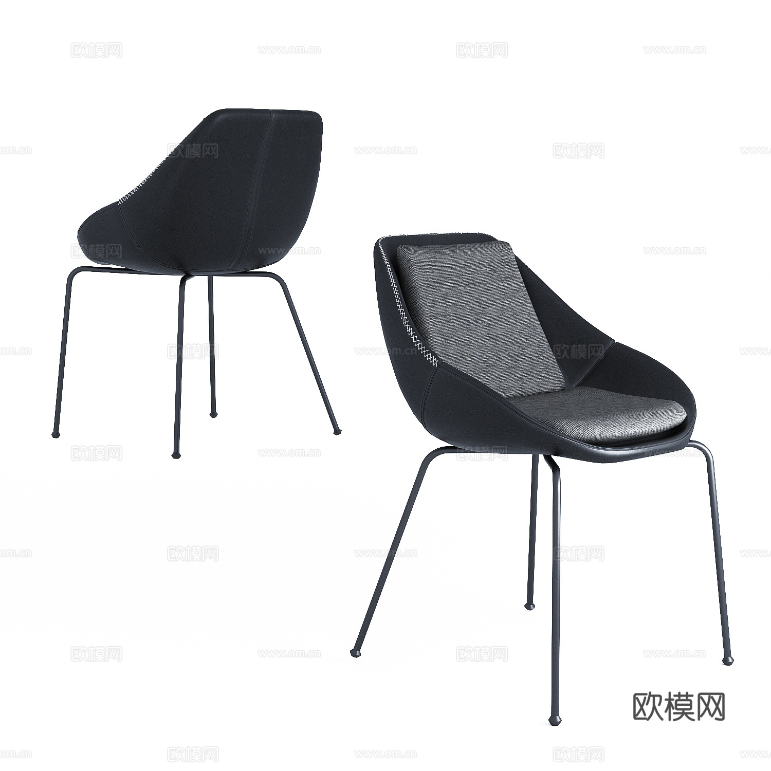 现代意式极简皮革单椅3d模型