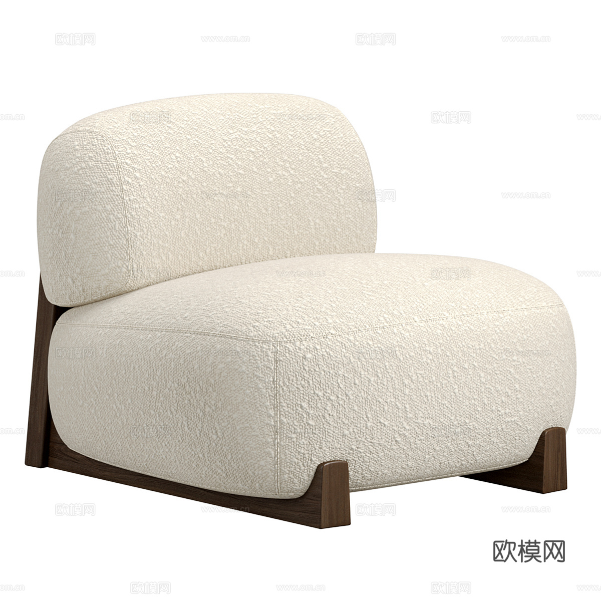 现代意式 Fort 布艺木质沙发椅3d模型