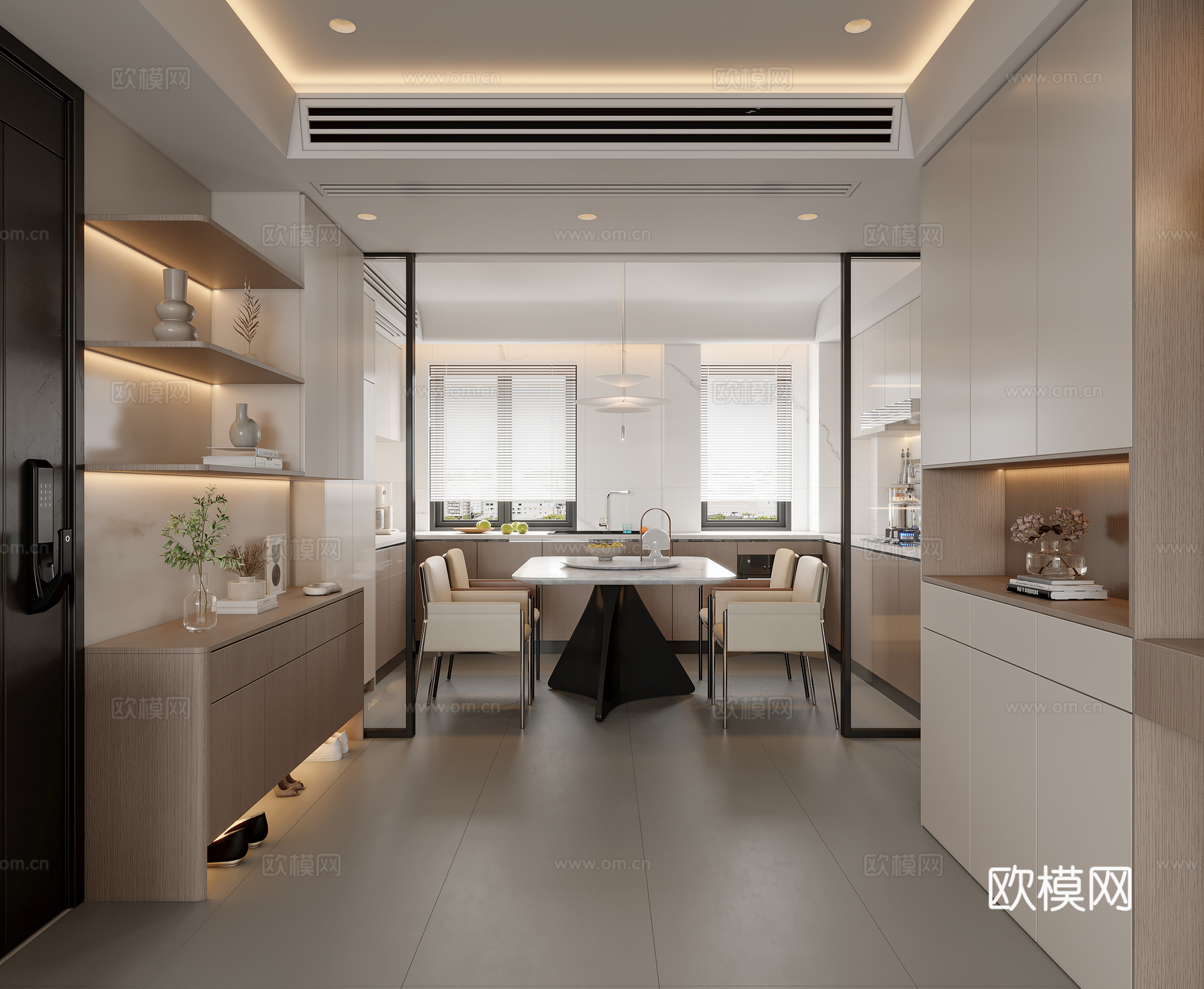 現(xiàn)代客廳3d模型下載（渲染圖1）