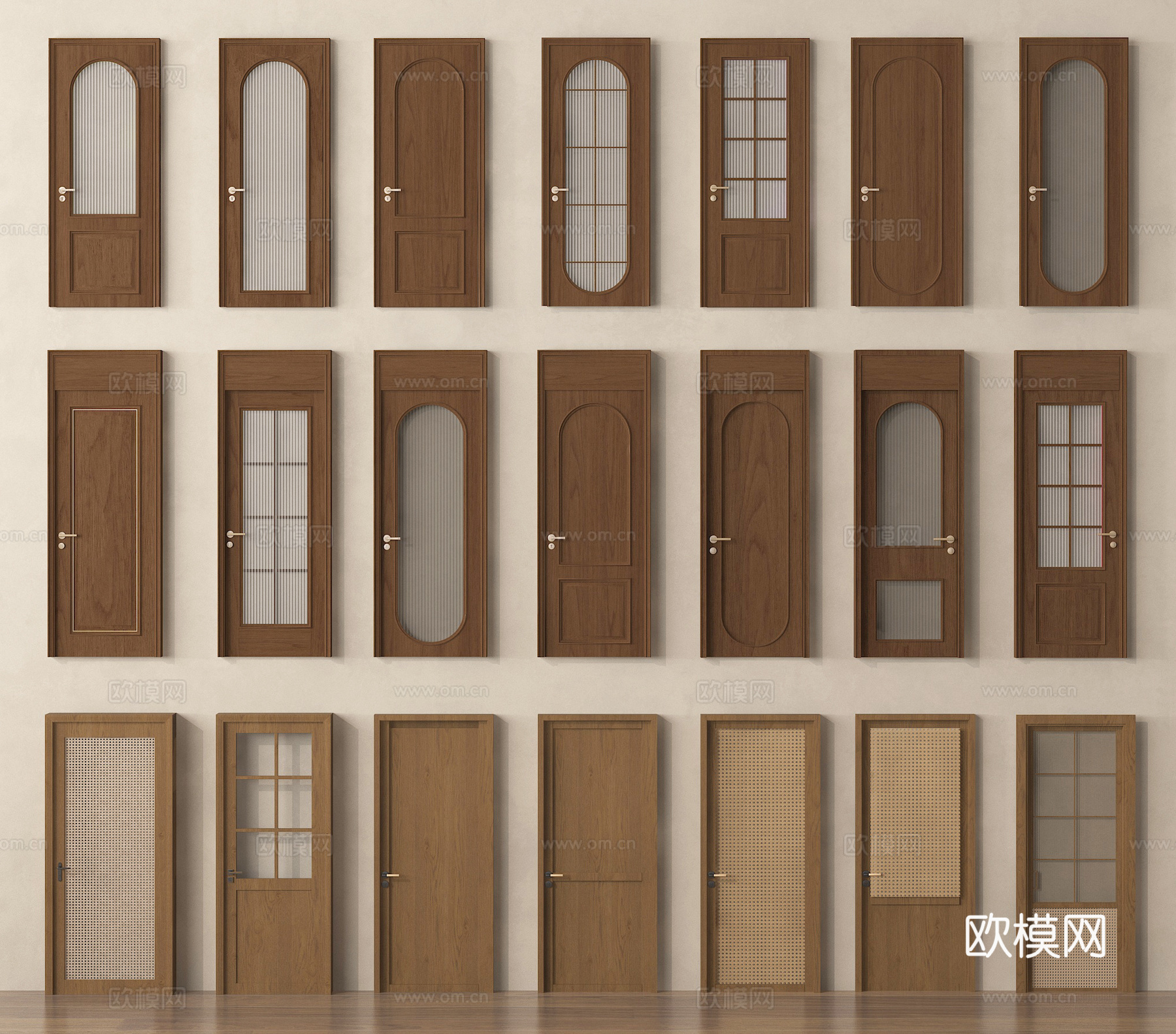 单开门 厨卫门 藤编门 房门 卧室门3d模型