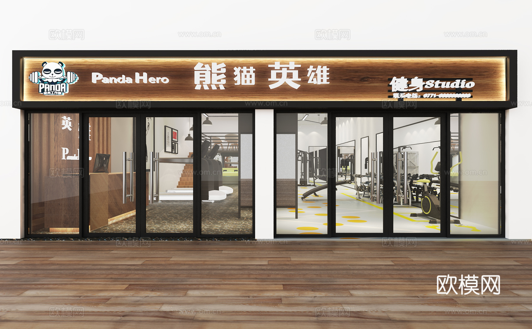 现代简约健身房健身工作室会所3d模型