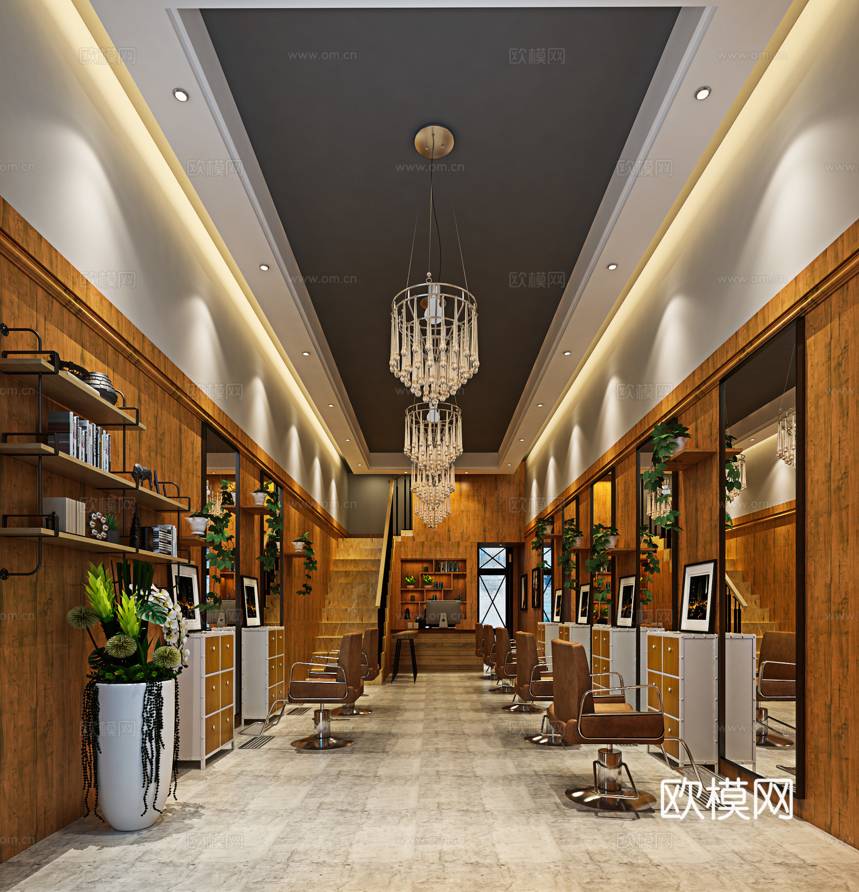 复古工业风理发店3d模型