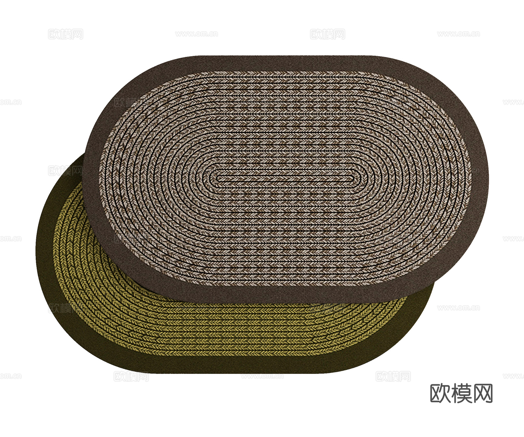 中古复古美拉德色系椭圆形地毯3d模型